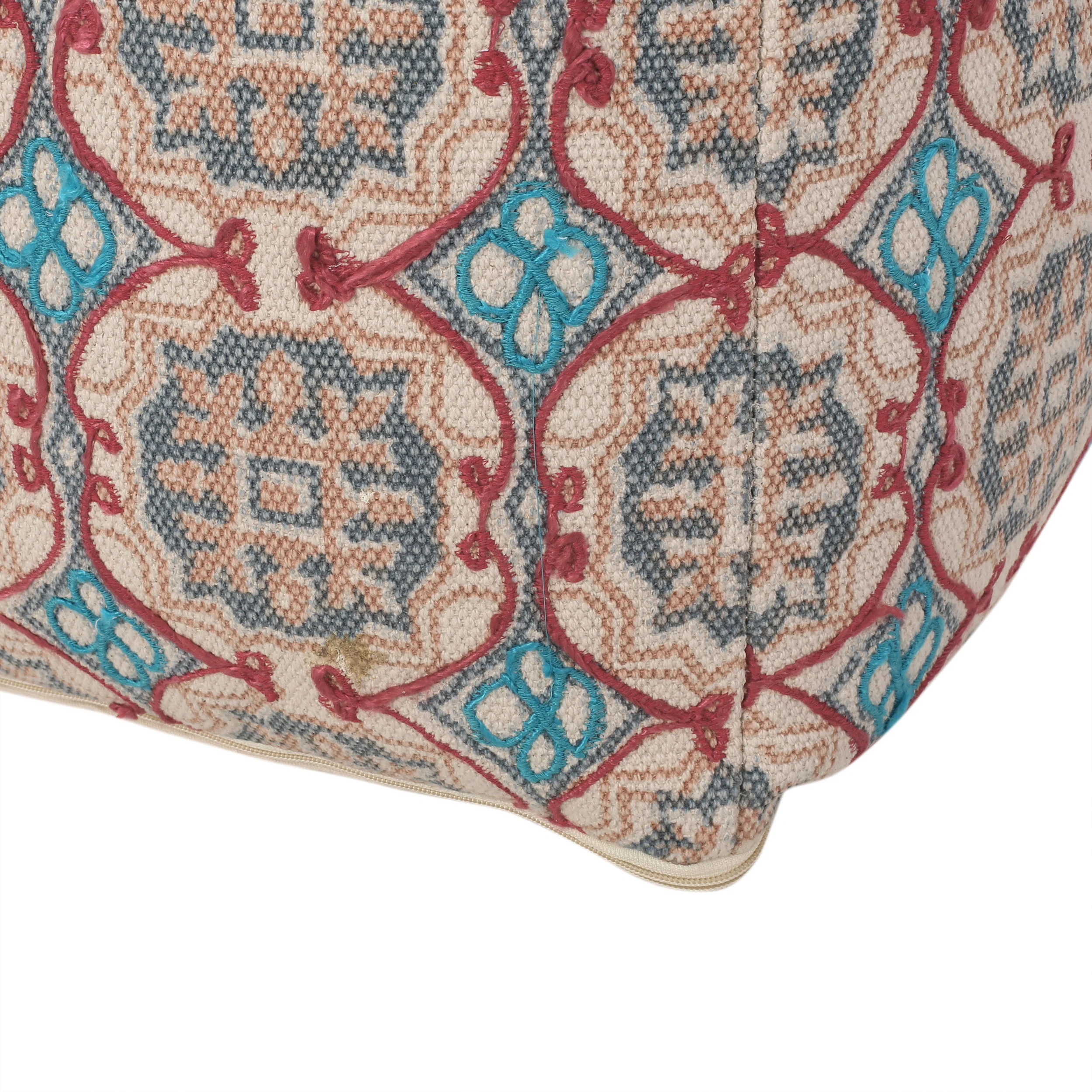 Newalla Handcrafted Boho Fabric Cube Pouf - furnishings