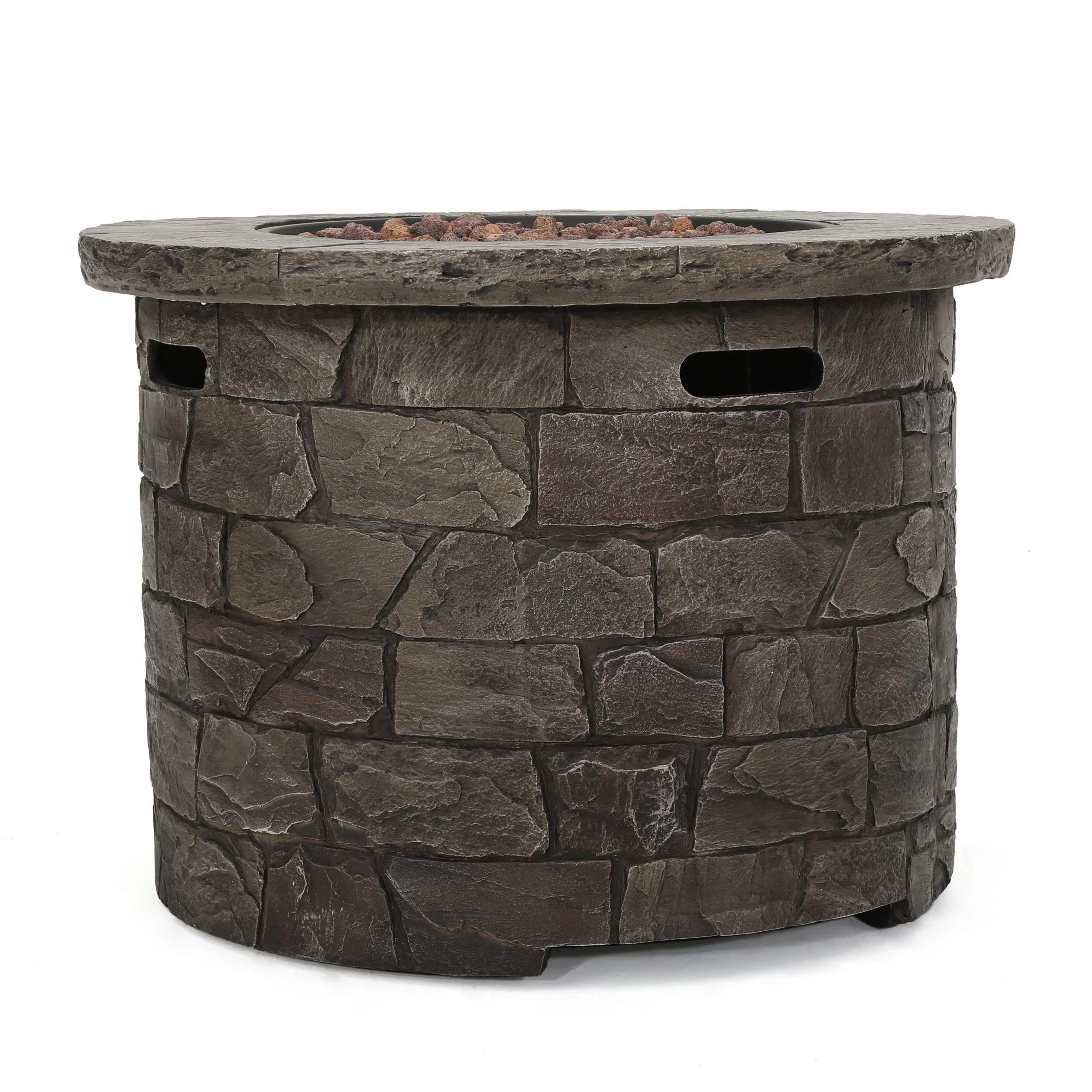 Arlana Outdoor 40,000 BTU Lightweight Concrete Circular Fire Pit - furnishings