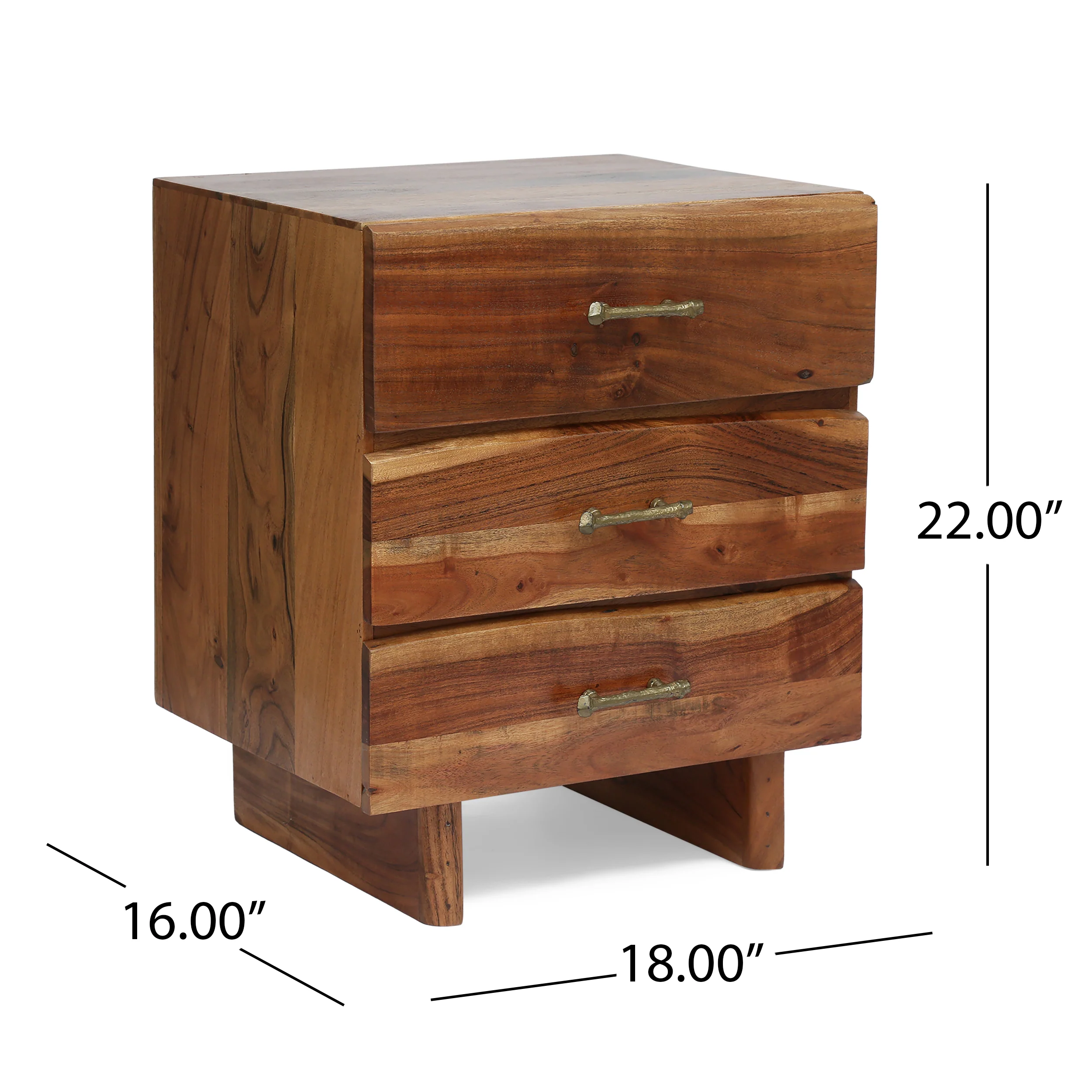 Tift Terrell Handcrafted Boho Acacia Wood 3 Drawer Nightstand - furnishings