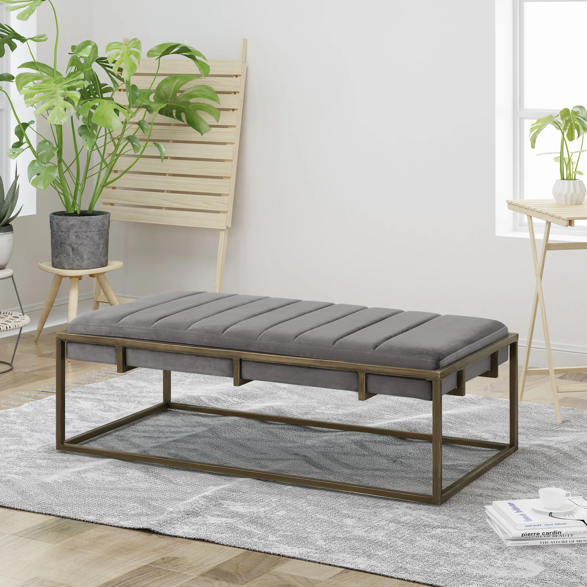 Vassy Modern Velvet Ottoman Bench - furnishings