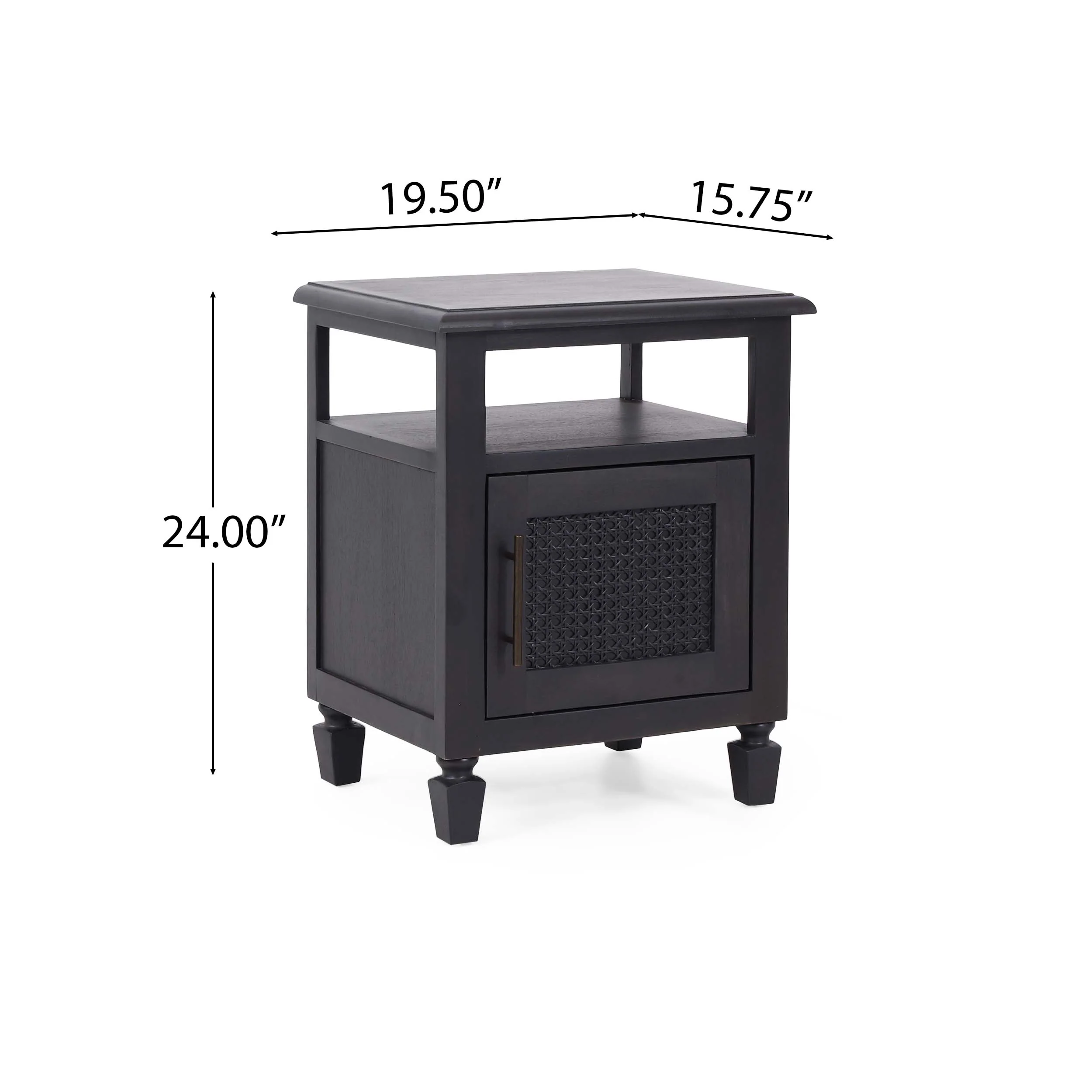 Lempster Rustic Acacia Wood and Cane Nightstand, Dark Gray - furnishings