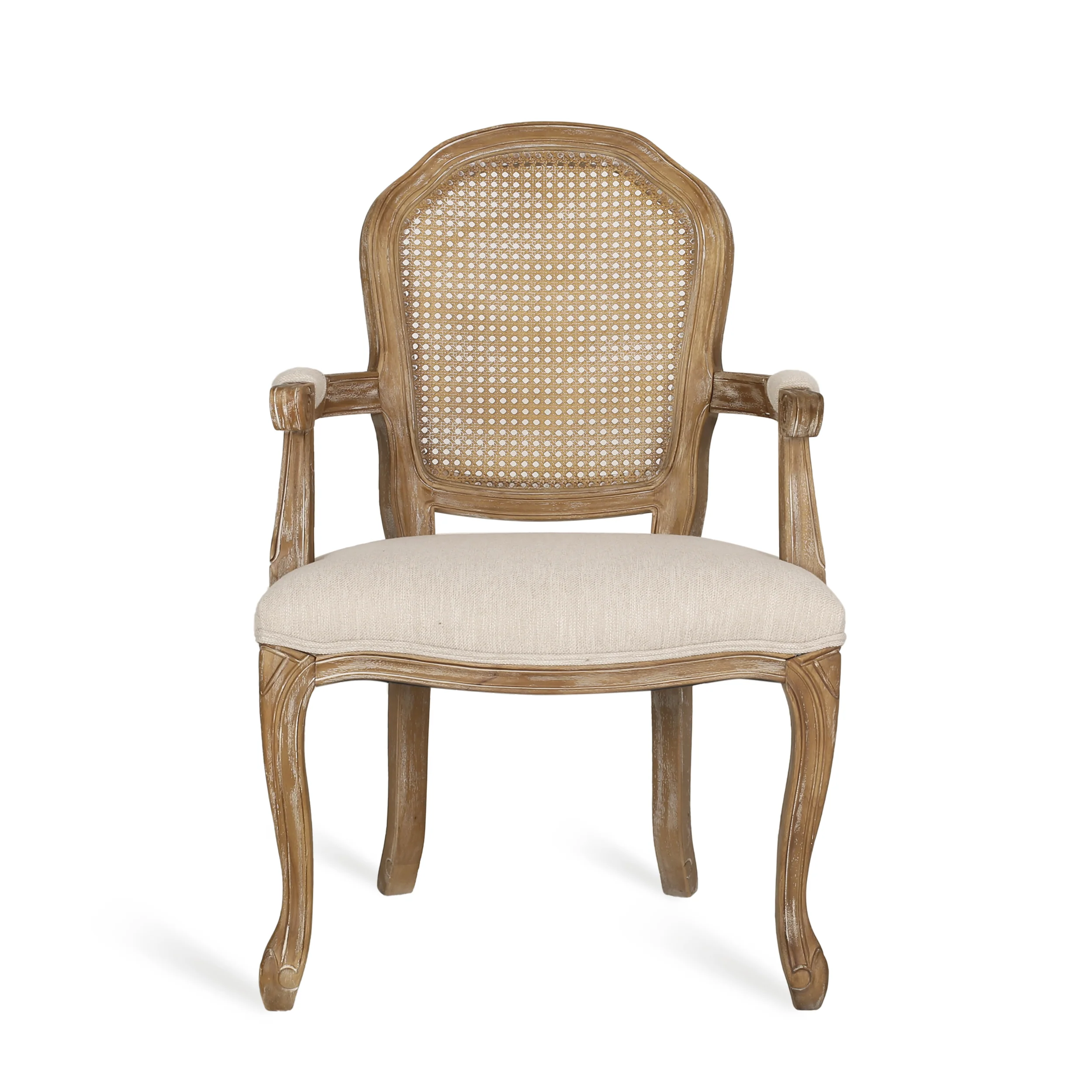 Mariette French Country Wood and Cane Upholstered Dining Chair, Set of 6 - furnishings