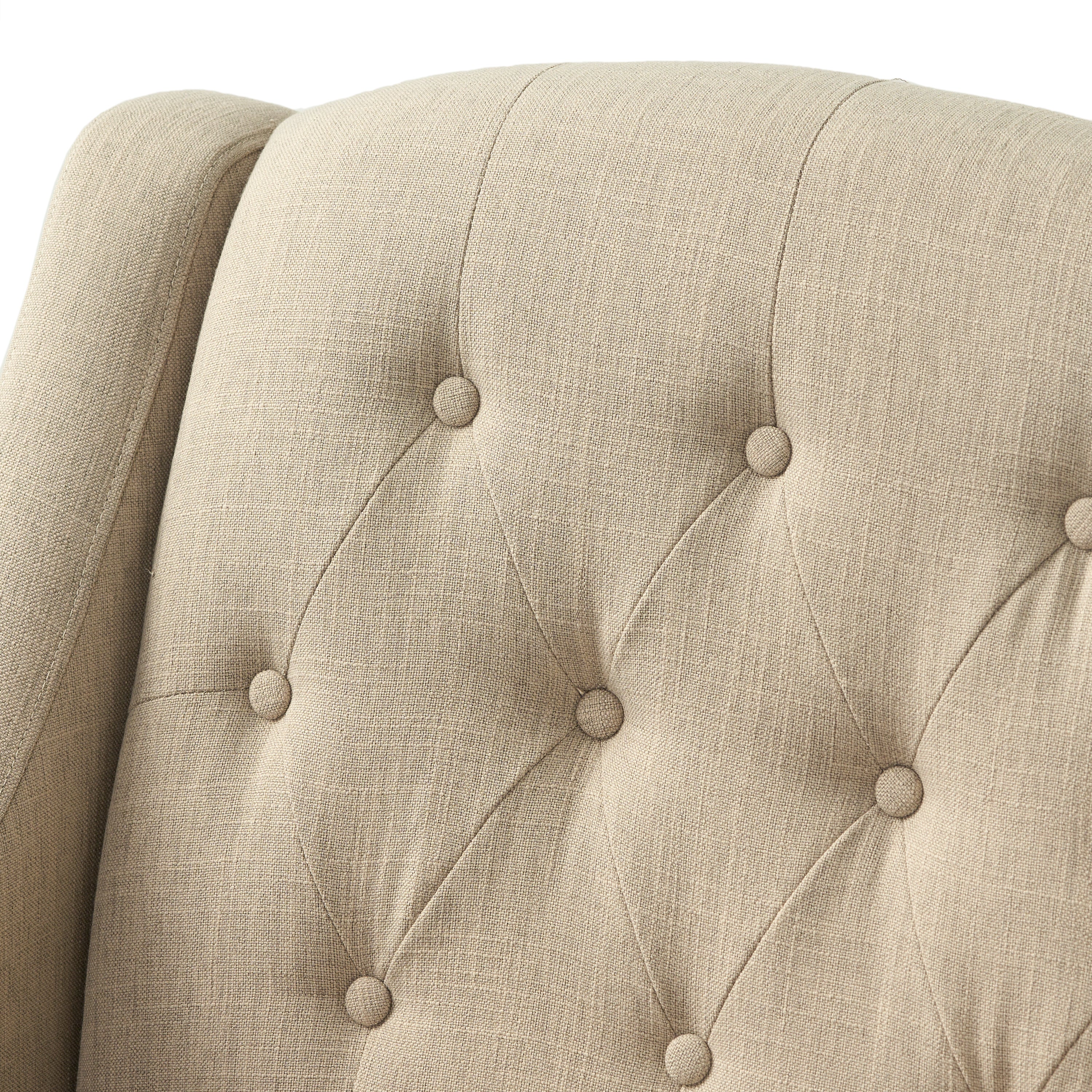 Empierre Tufted Light Beige Fabric Chair and Ottoman - furnishings