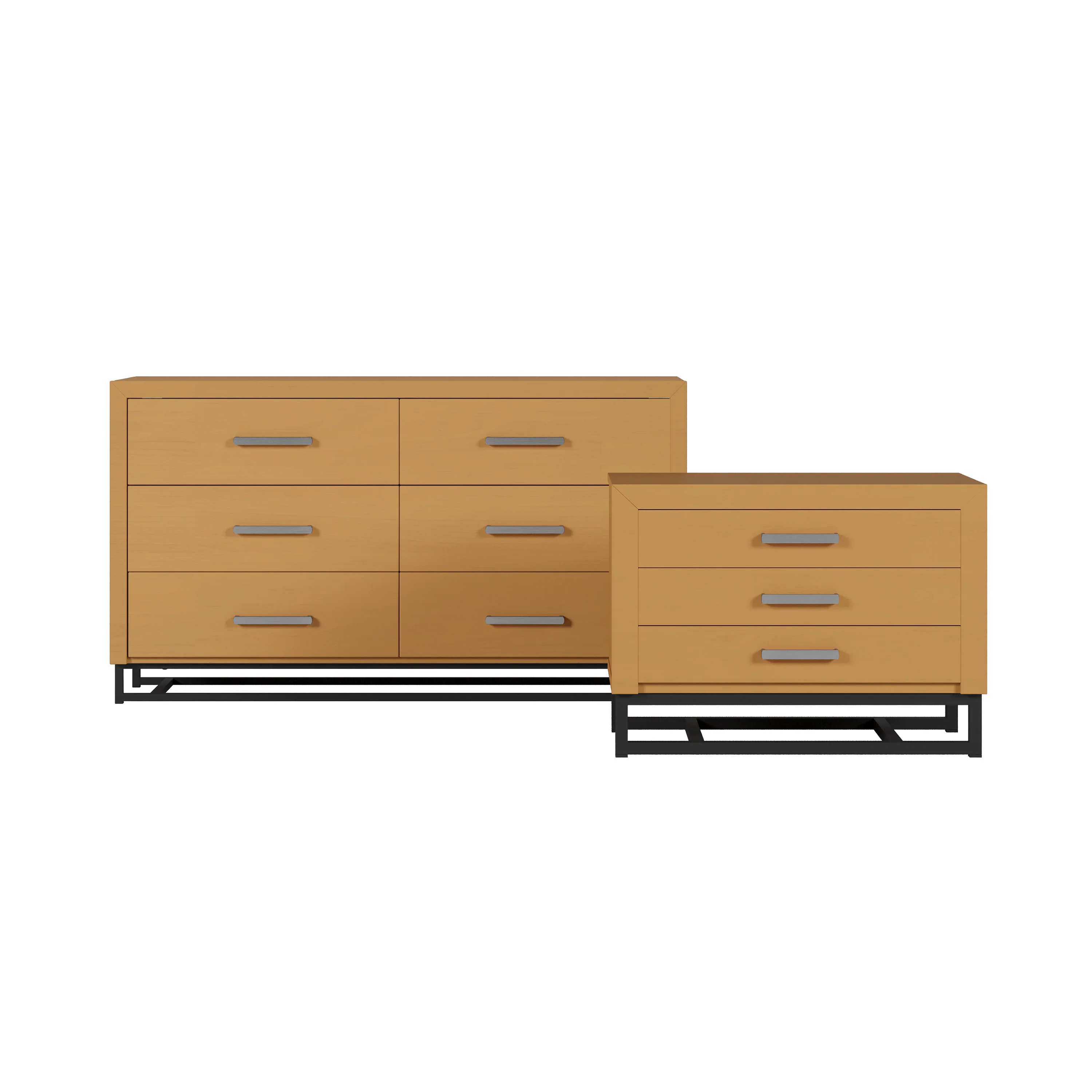 Borah Contemporary Faux Wood 2 Piece Double Dresser and Nightstand Bedroom Set - furnishings