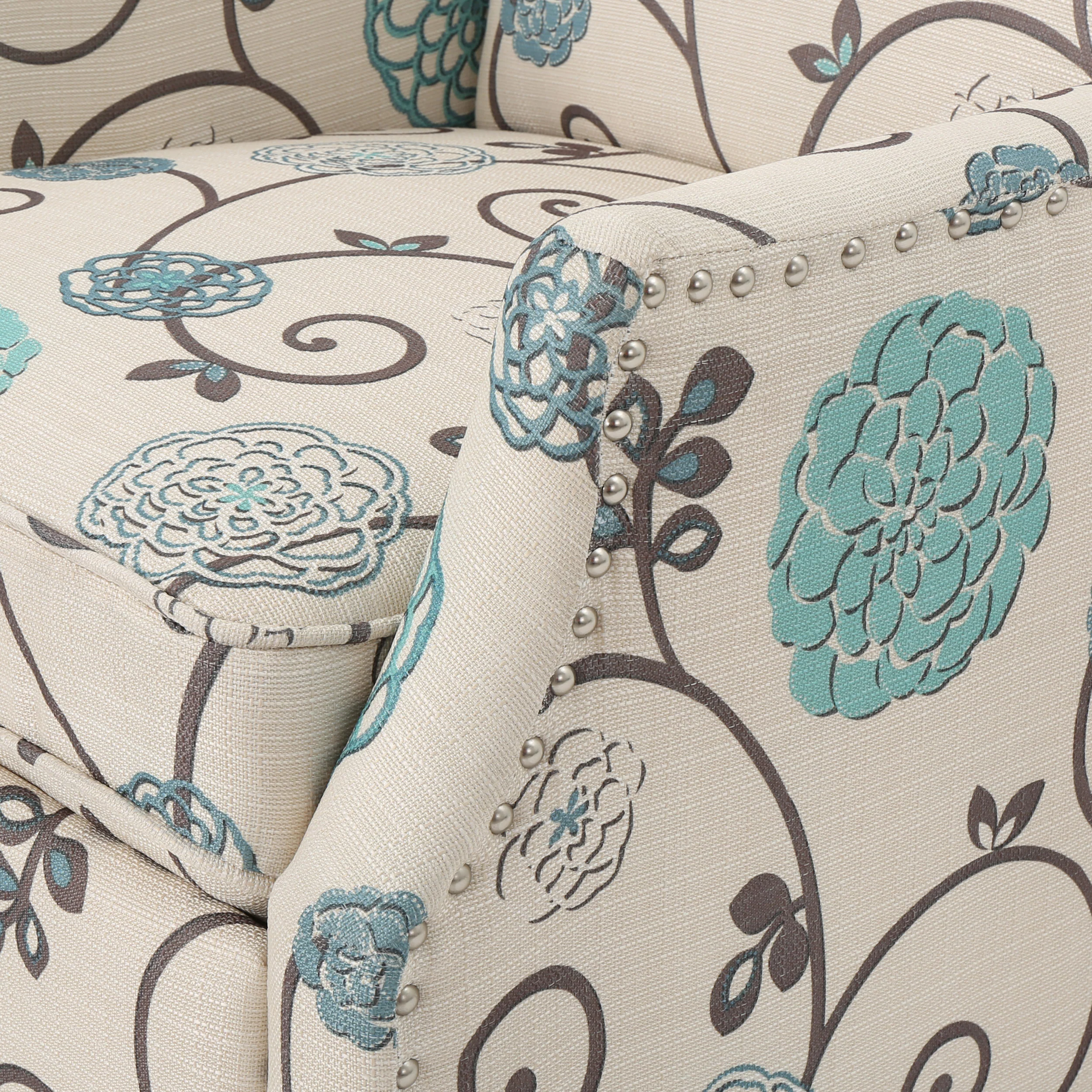 Weyland Floral Fabric Wingback Recliner - furnishings