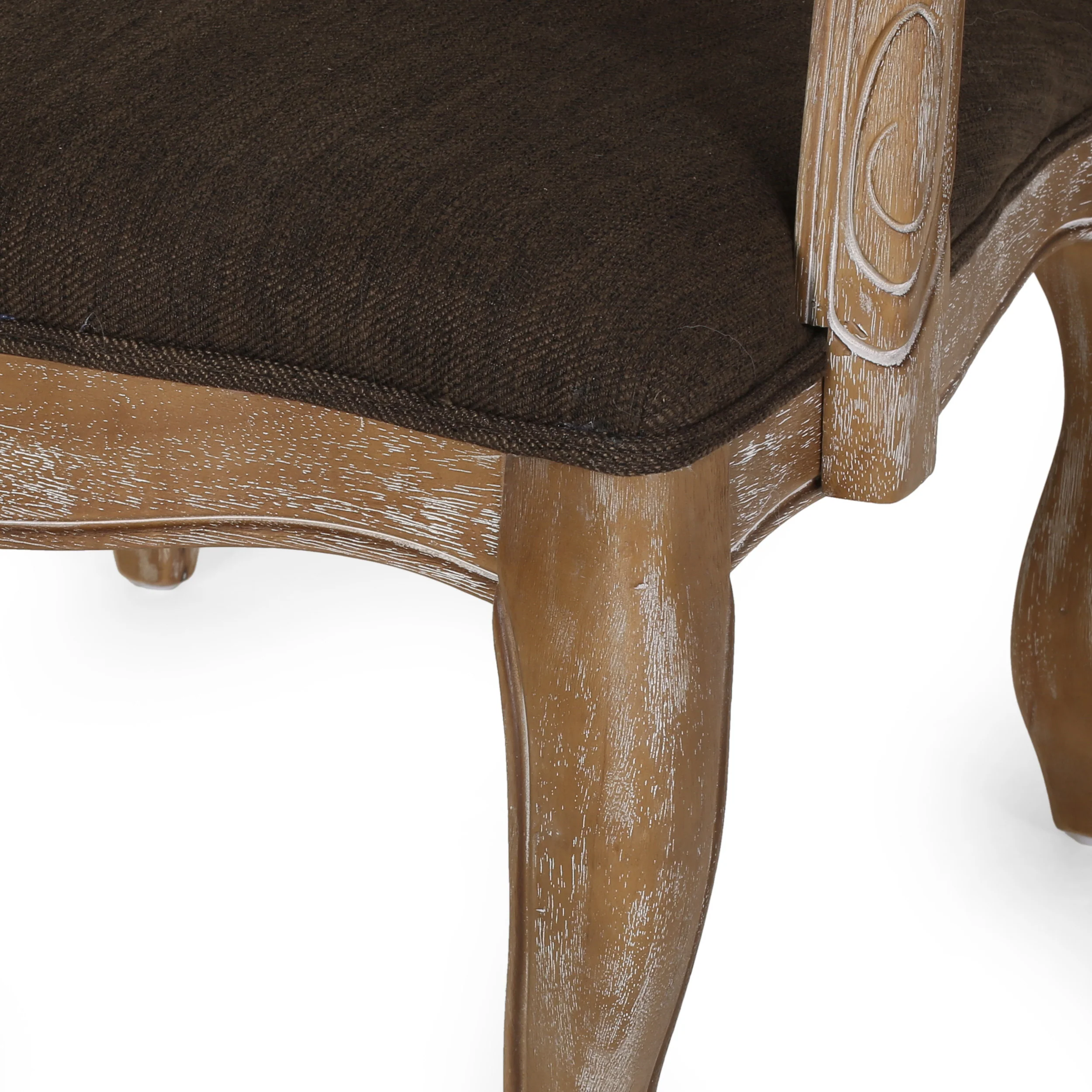 Stene French Country Wood Upholstered Dining Armchair - furnishings