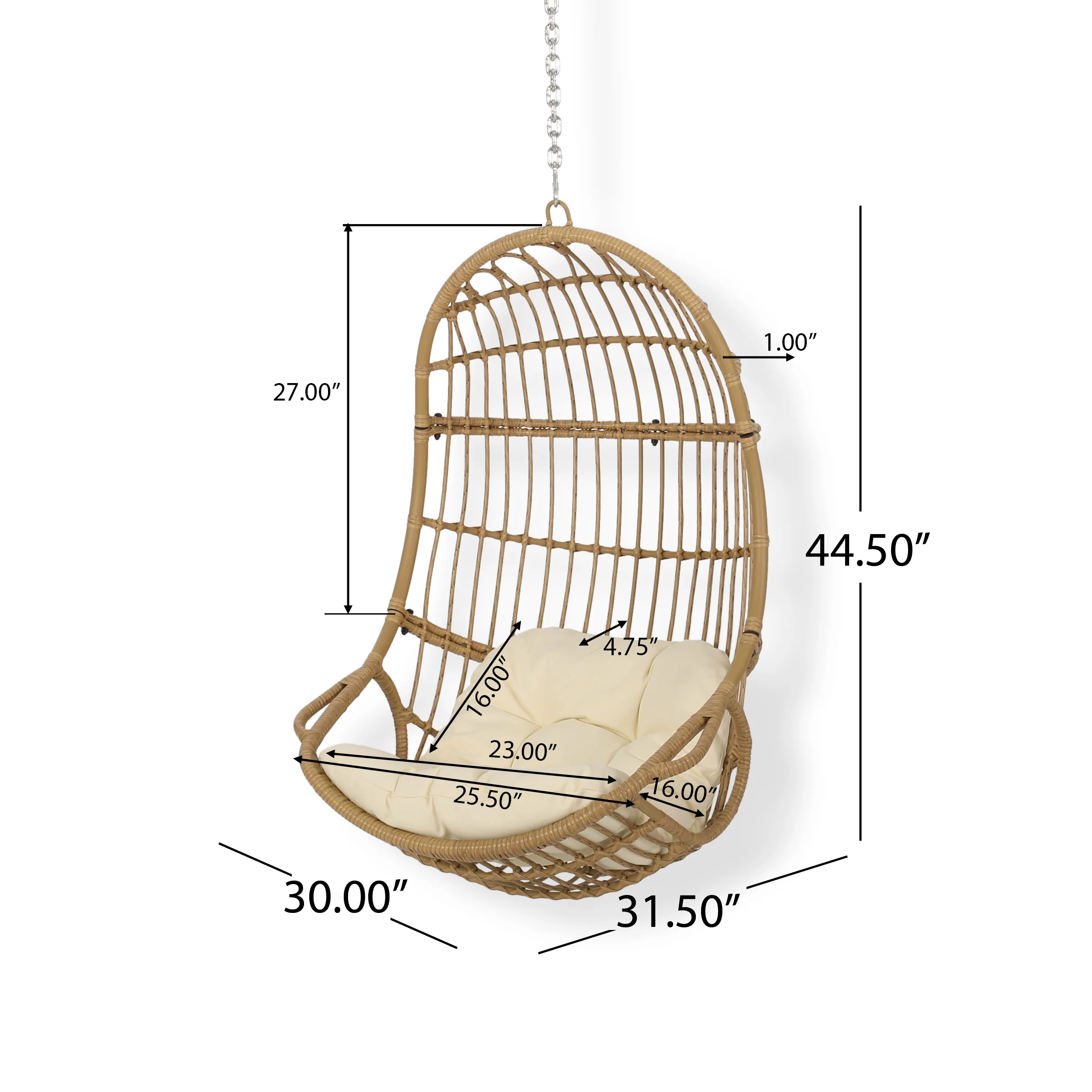 Ottawa Outdoor Wicker Hanging Nest Chair (No Stand) - furnishings