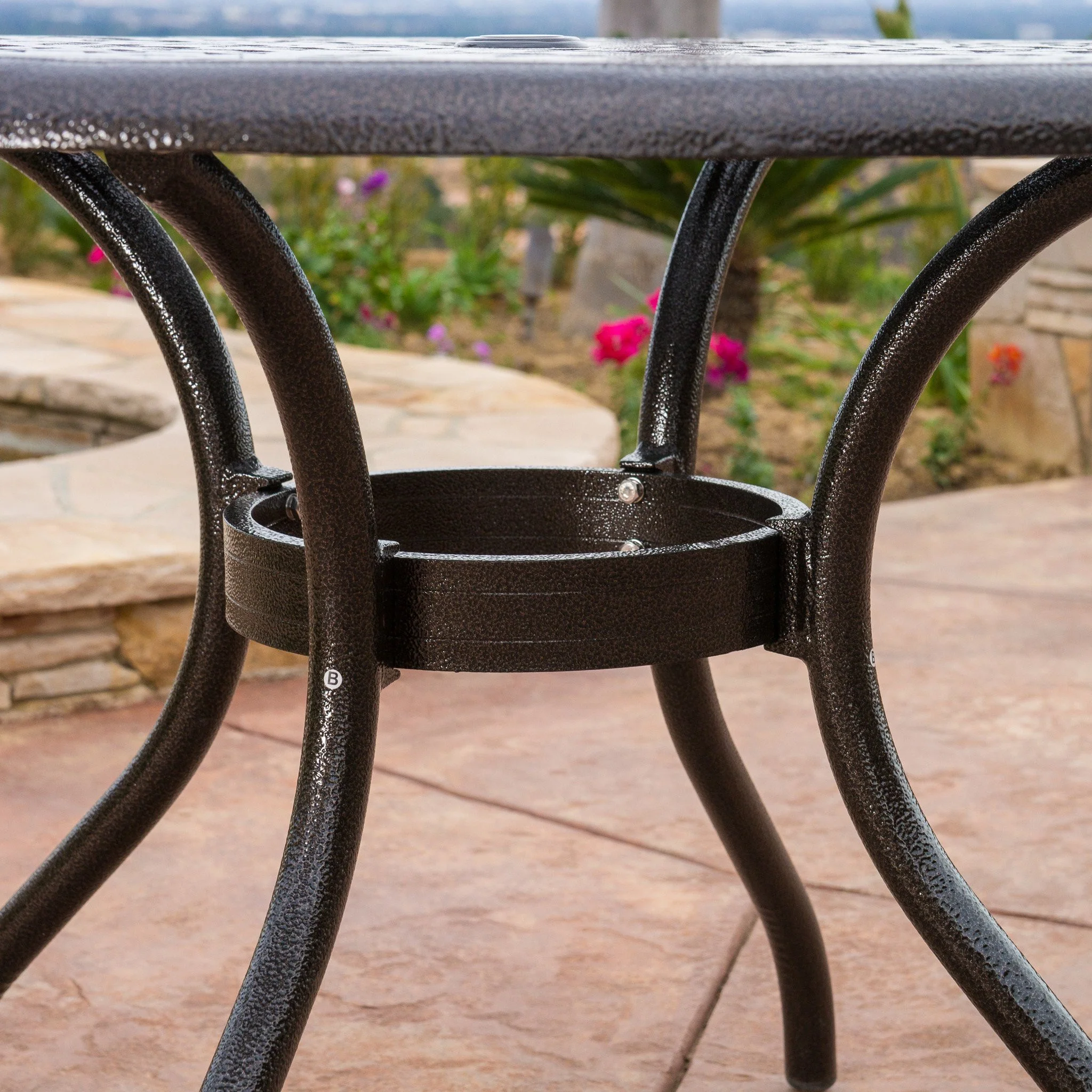 Covington Outdoor 5-Piece Bronze Cast Aluminum Dining Set with Umbrella Hole - furnishings