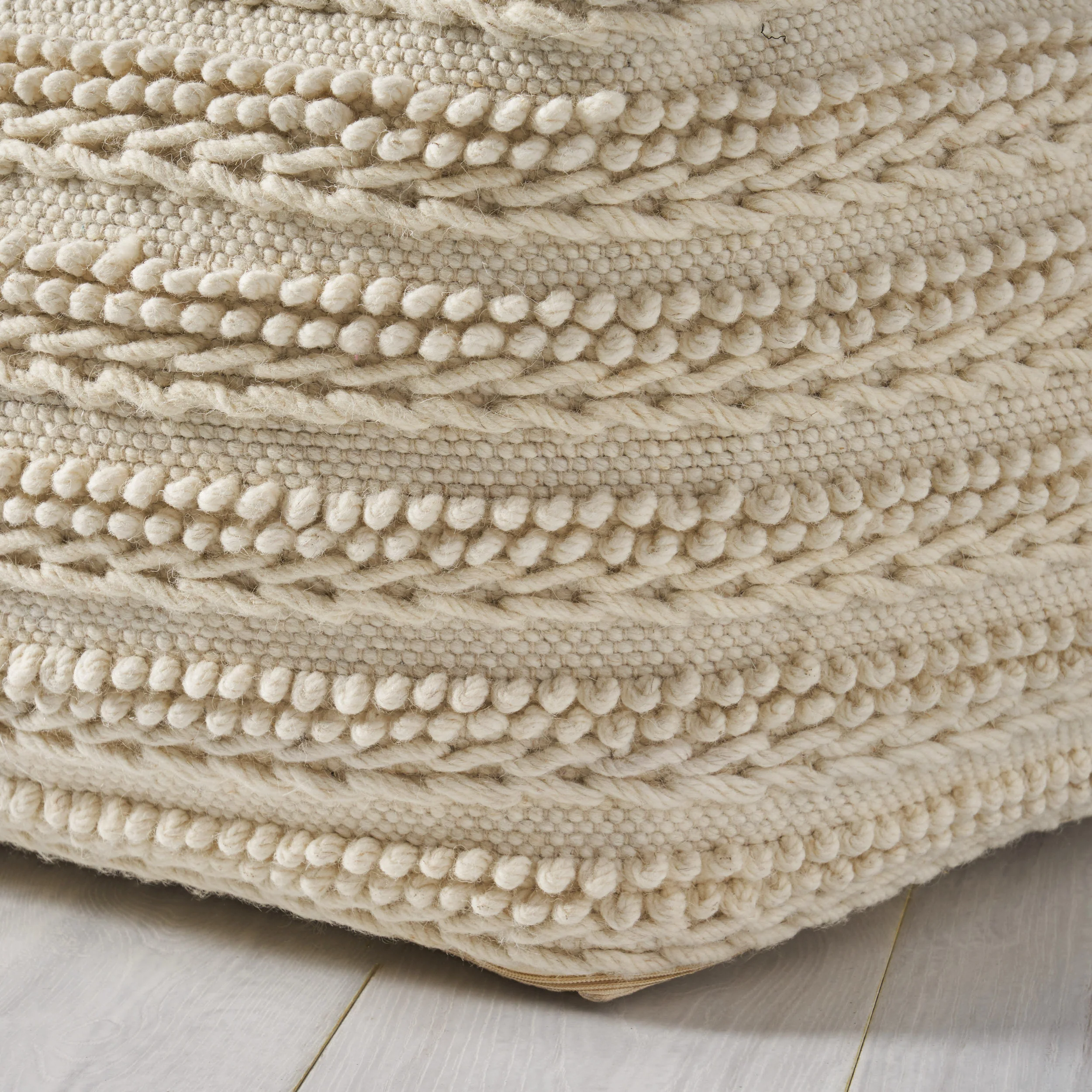 Marcia Boho Handcrafted Large Fabric Square Pouf - furnishings