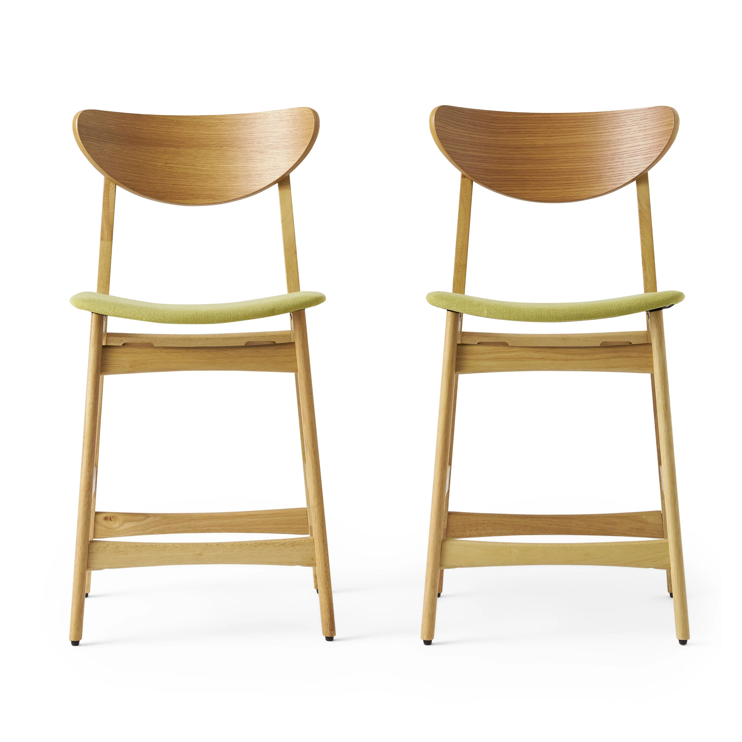 Molle Oak Finish Mid Century Design 24-Inch Counter Stools (Set of 2) - furnishings