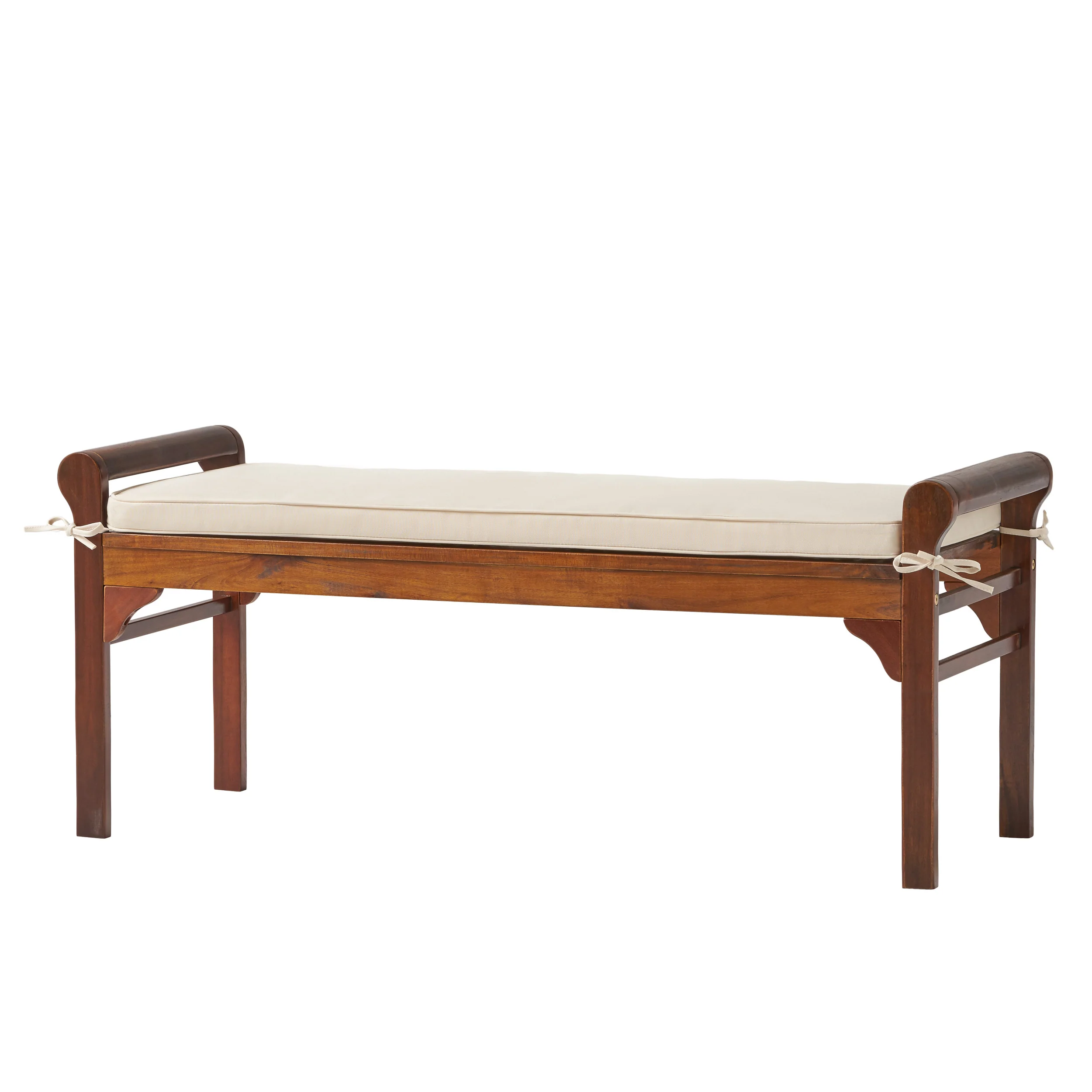 Dixon Rustic Acacia Wood Bench with Cushion - furnishings