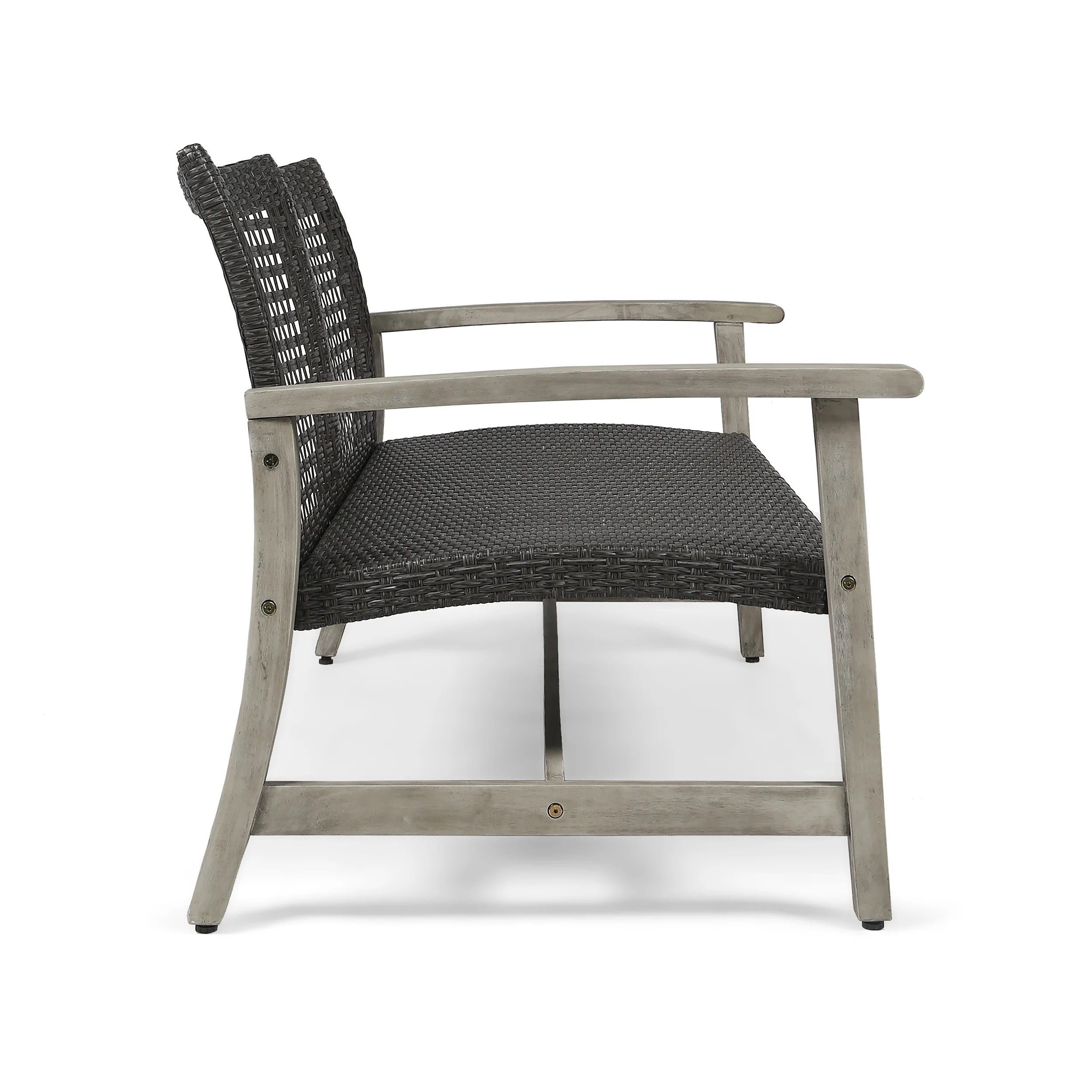 Marcia Outdoor Wood and Wicker Loveseat - furnishings