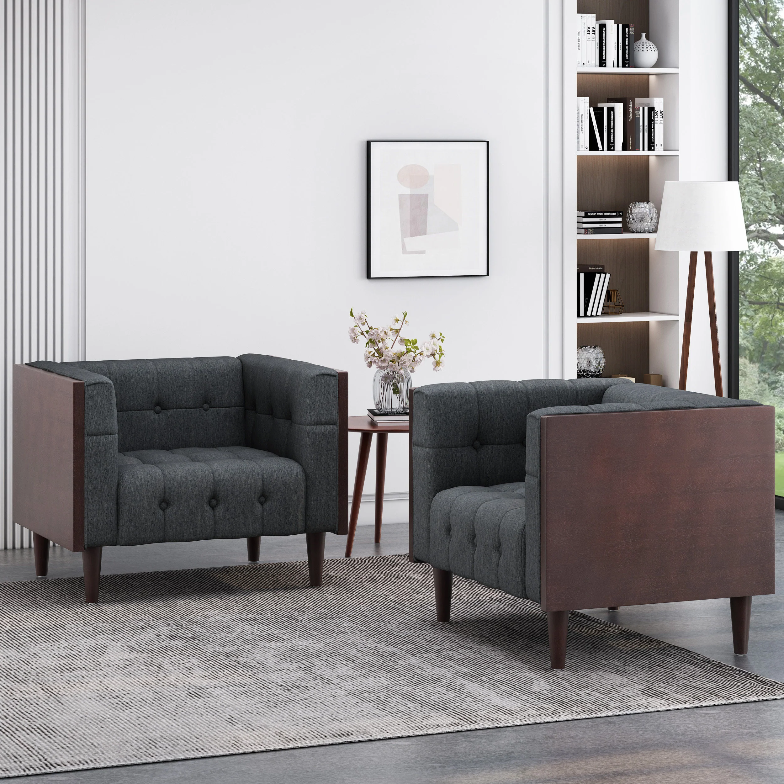 Croton Contemporary Tufted Club Chairs, Set of 2 - furnishings