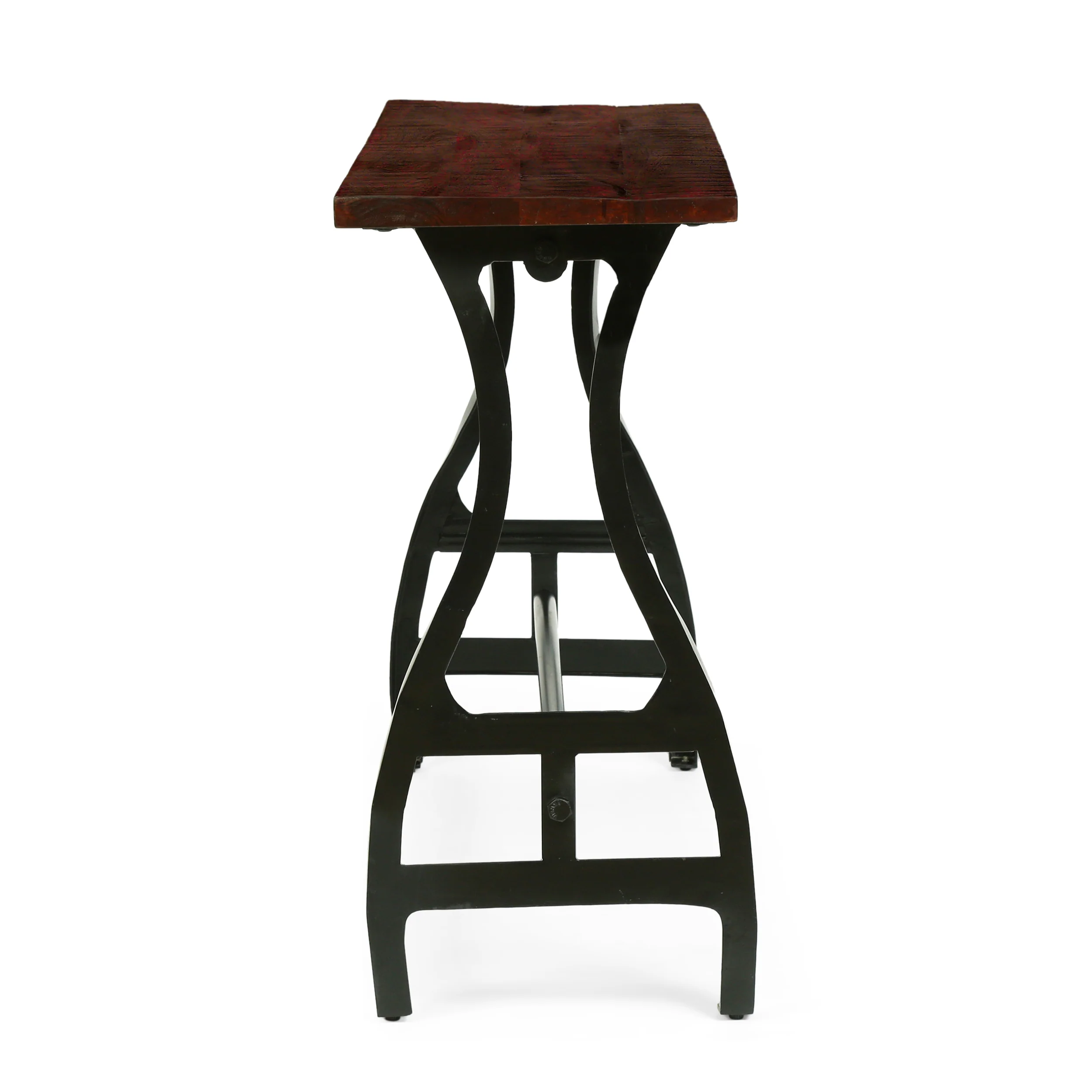 Jolson Modern Industrial Handmade Acacia Wood Console Table, Dark Brown and Black - furnishings