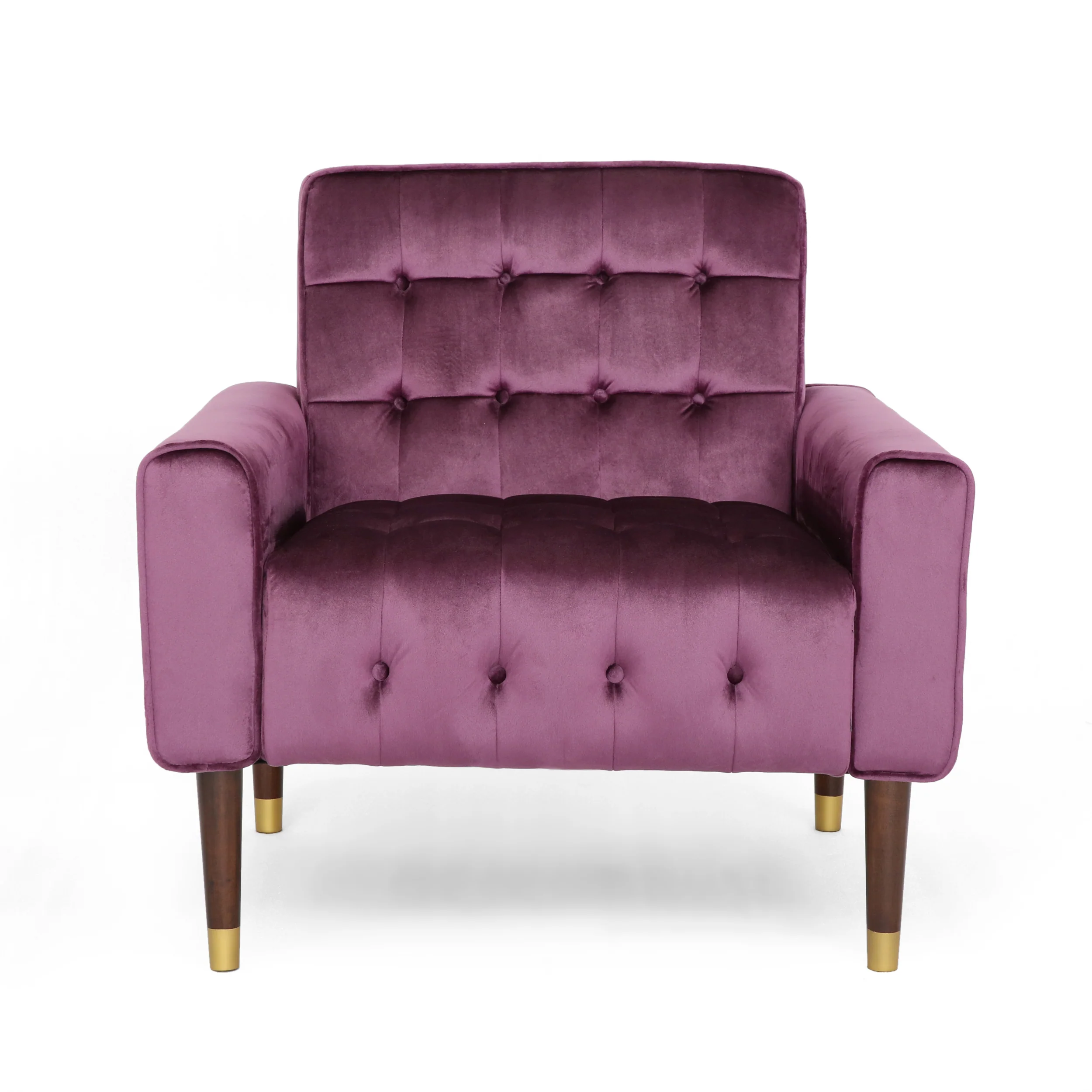 Betsy Velvet Armchair, Modern Glam, Button-Tufted, Waffle Stitching - furnishings
