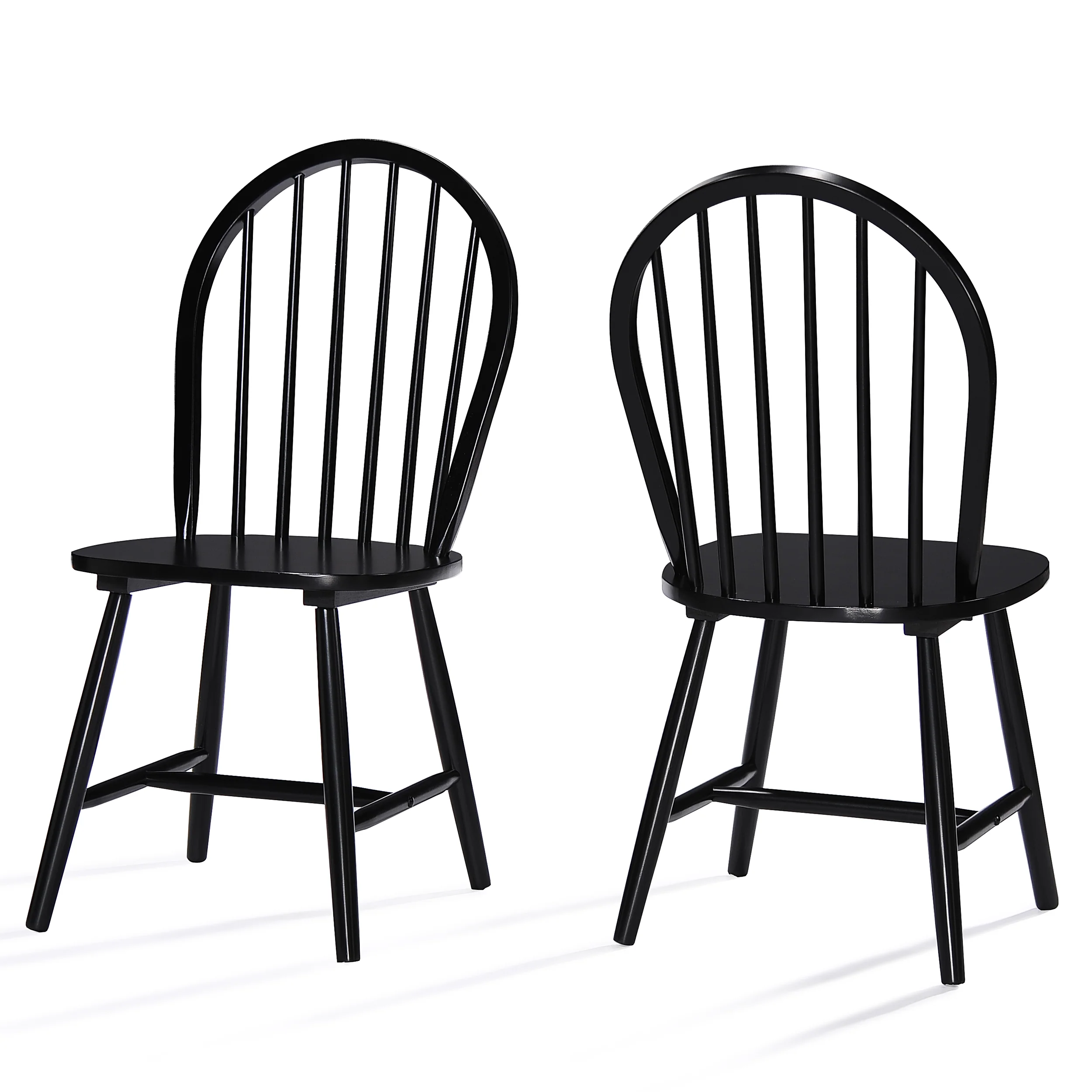 Crosby Farmhouse Cottage High Back Spindled Rubberwood Dining Chairs (Set of 2) - furnishings