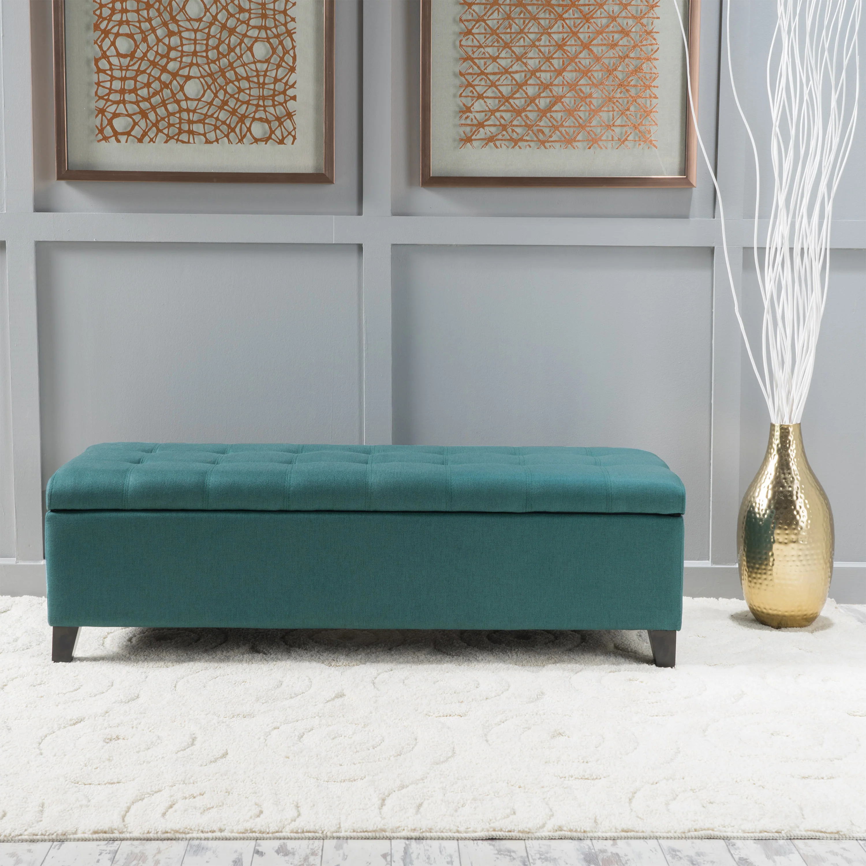 Sterling Fabric Tufted Storage Ottoman - furnishings