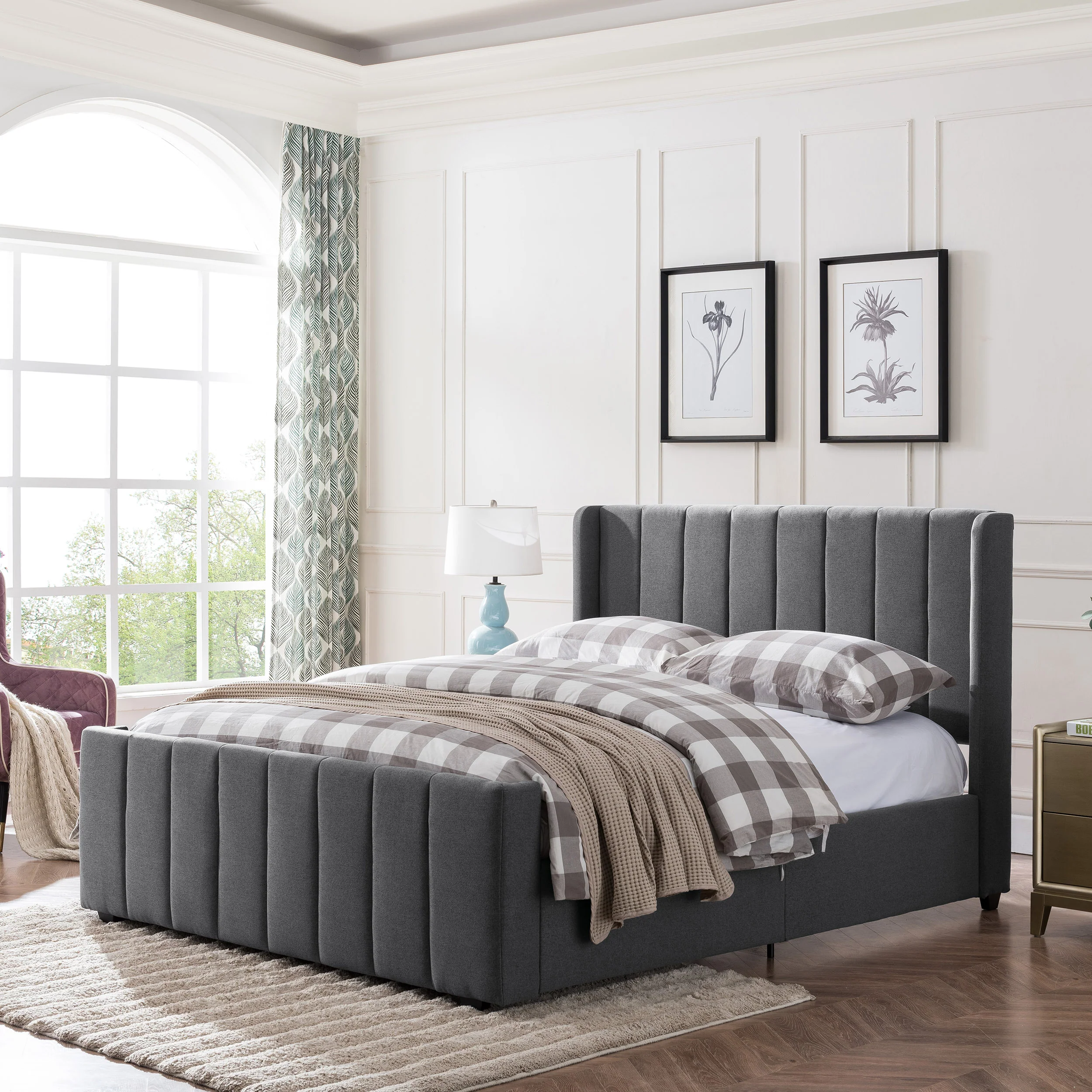 Riley Fully Upholstered Queen Size Bed Frame - furnishings