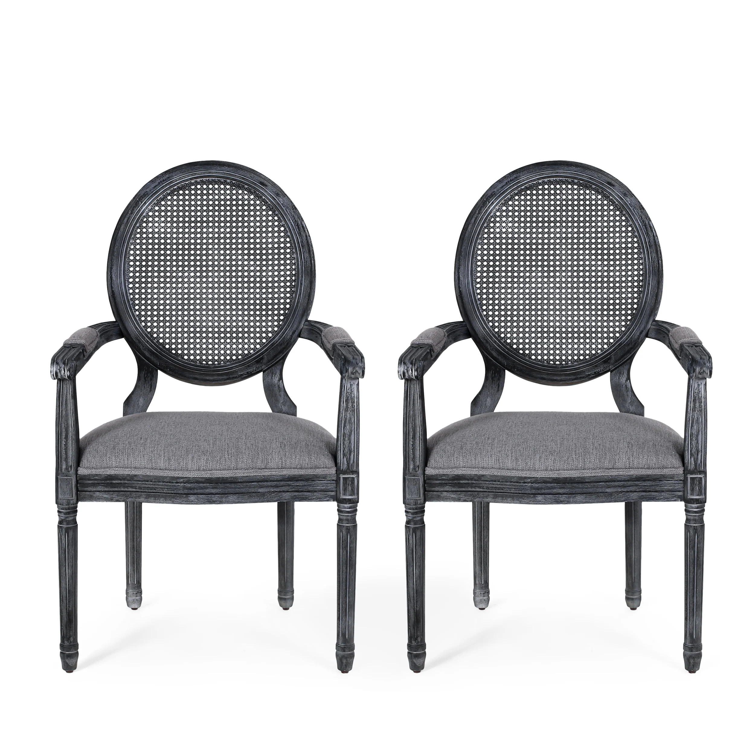 Aisenbrey French Country Wood and Cane Upholstered Dining Chair - furnishings