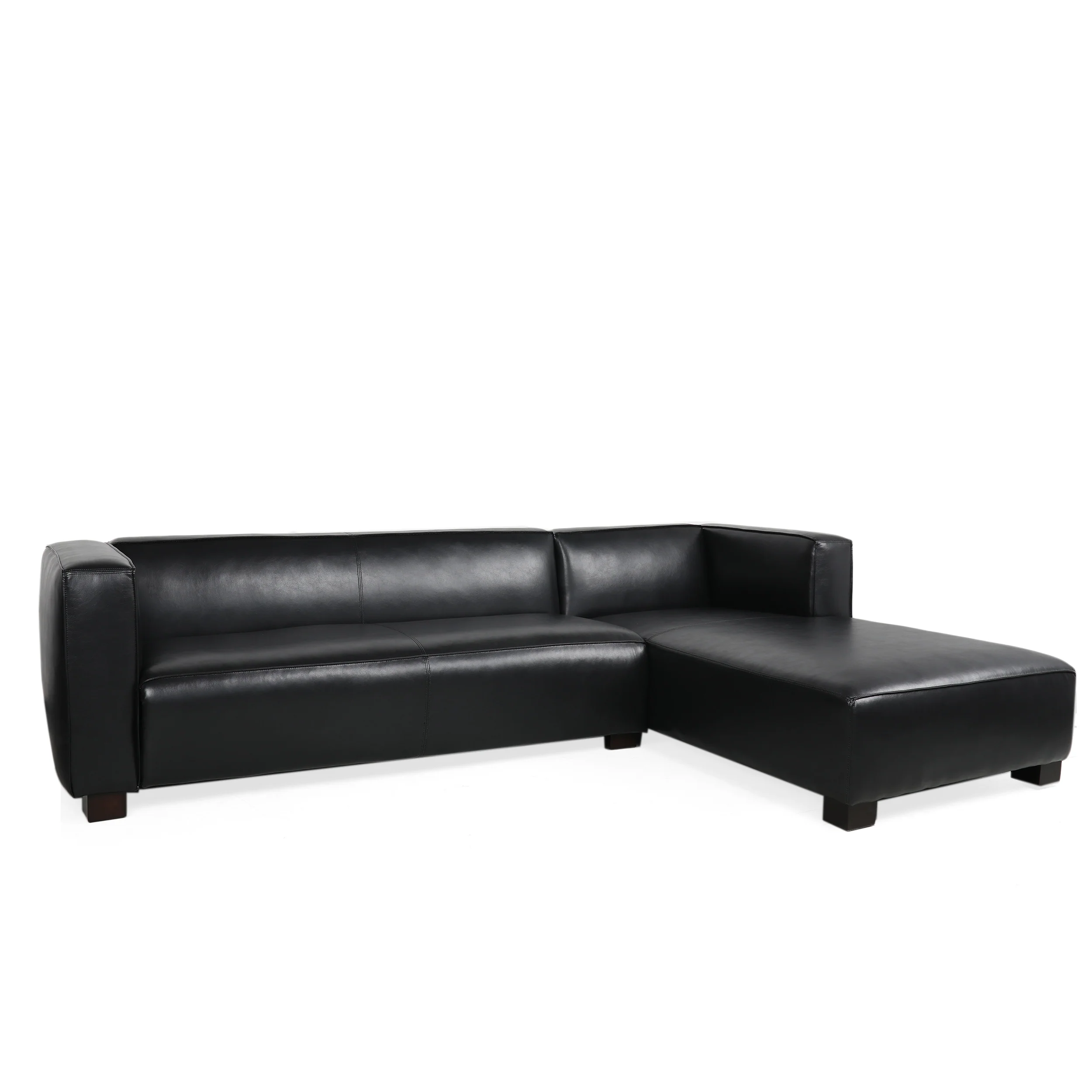 Minkler Contemporary Faux Leather 3 Seater Sofa with Chaise Lounge - furnishings
