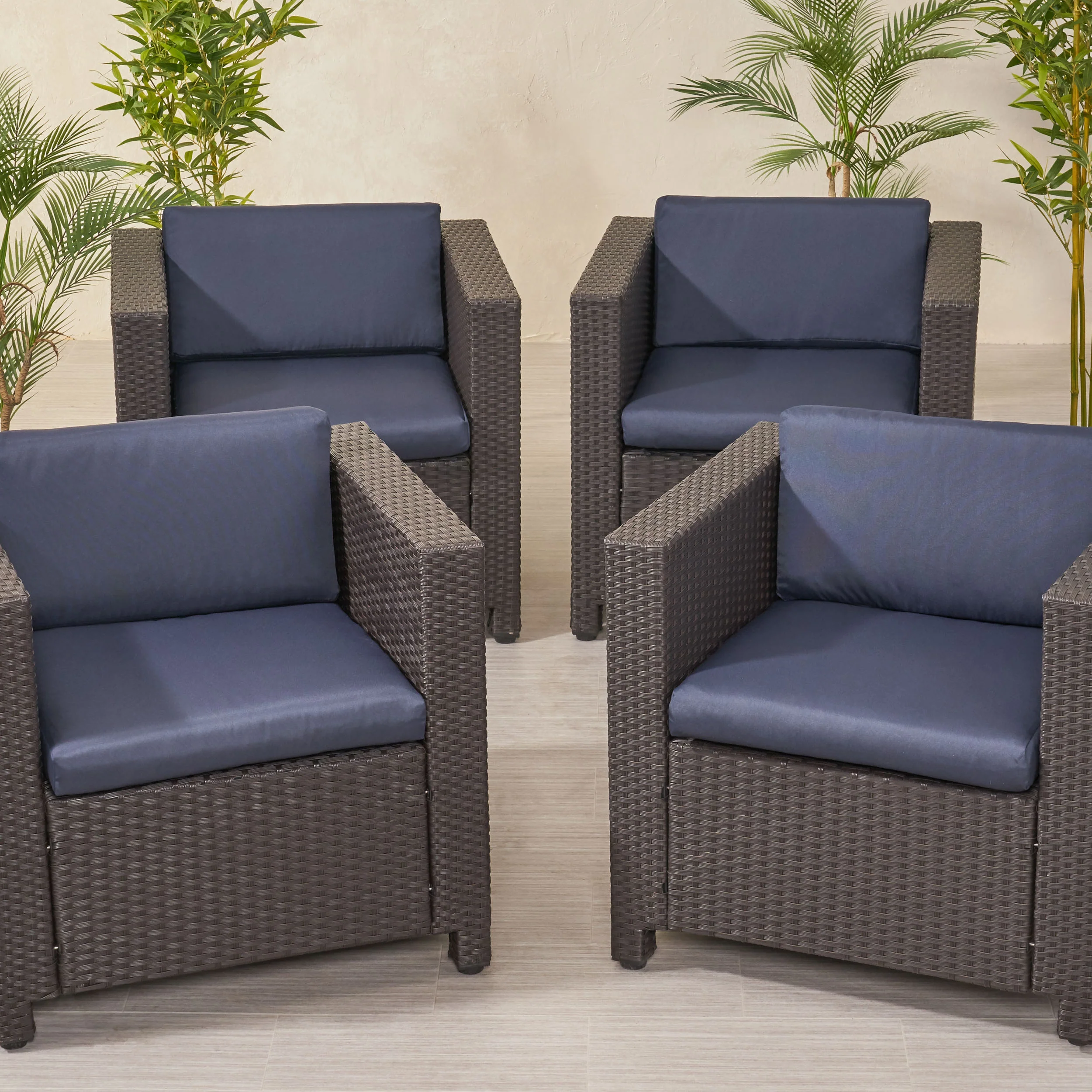 Illyria Outdoor Water Resistant Fabric Club Chair Cushions (Set of 4) - furnishings