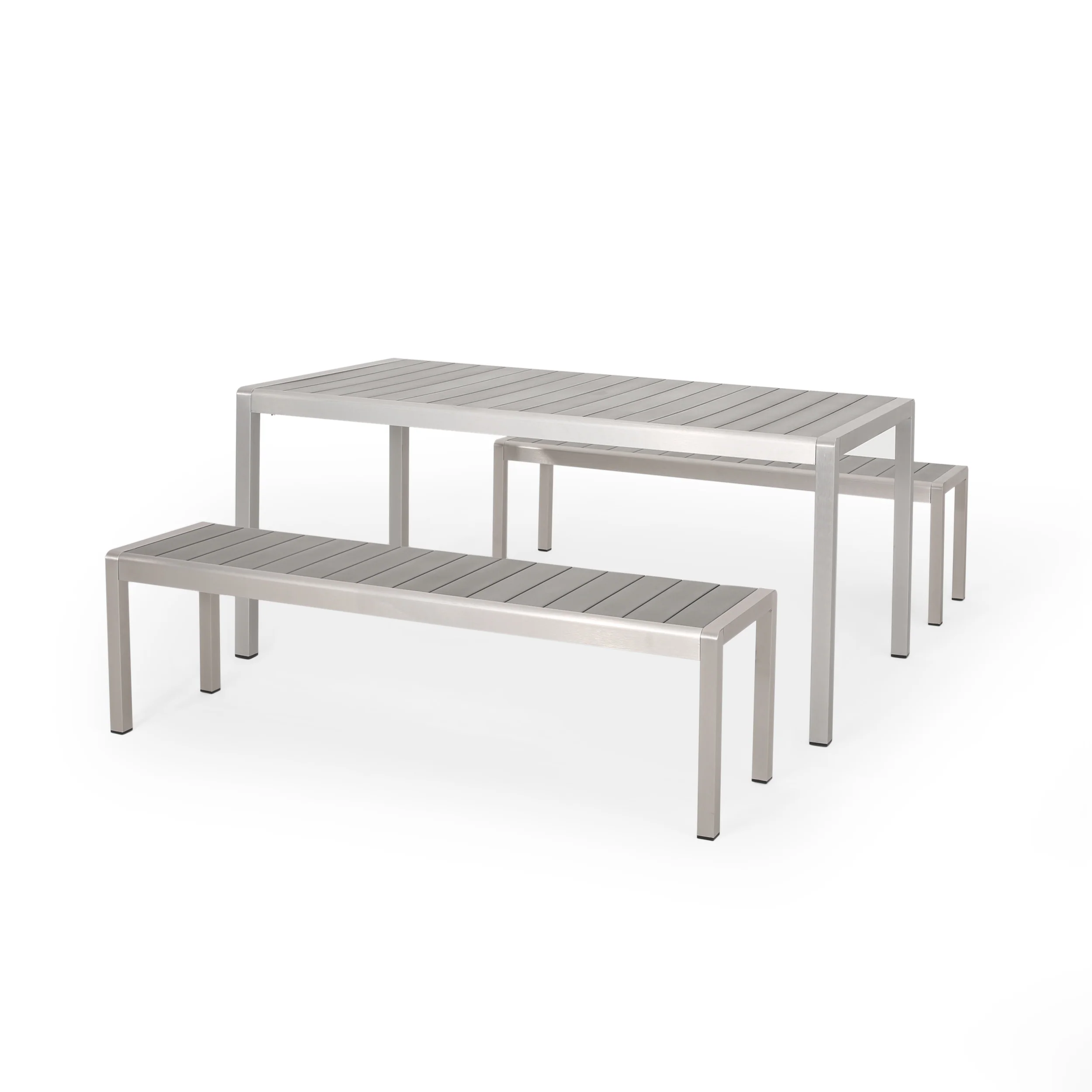Cherie Outdoor Modern Aluminum Picnic Dining Set with Dining Benches - furnishings