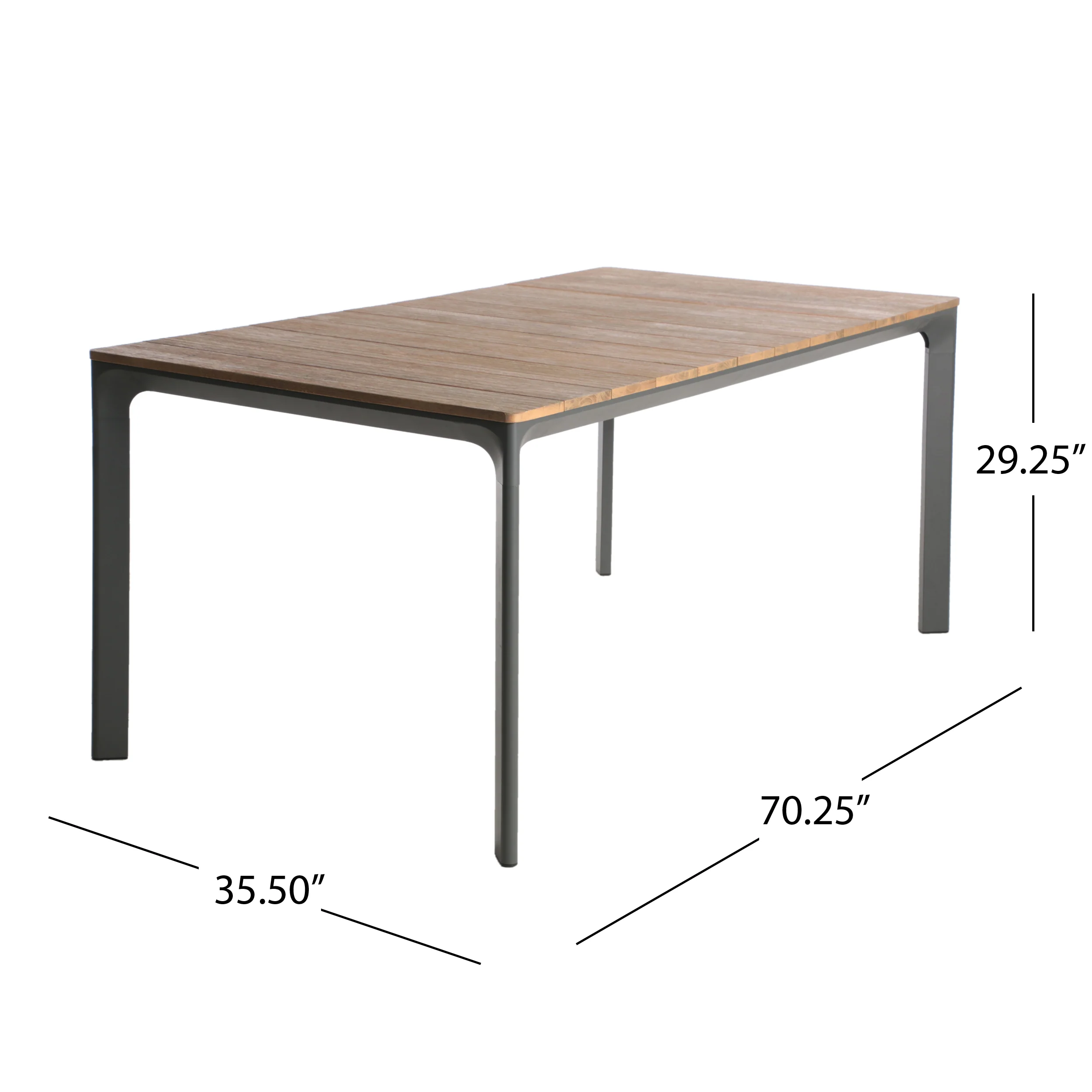 Severide Outdoor Modern 6 Seater Aluminum Dining Set with Eucalyptus Table Top - furnishings