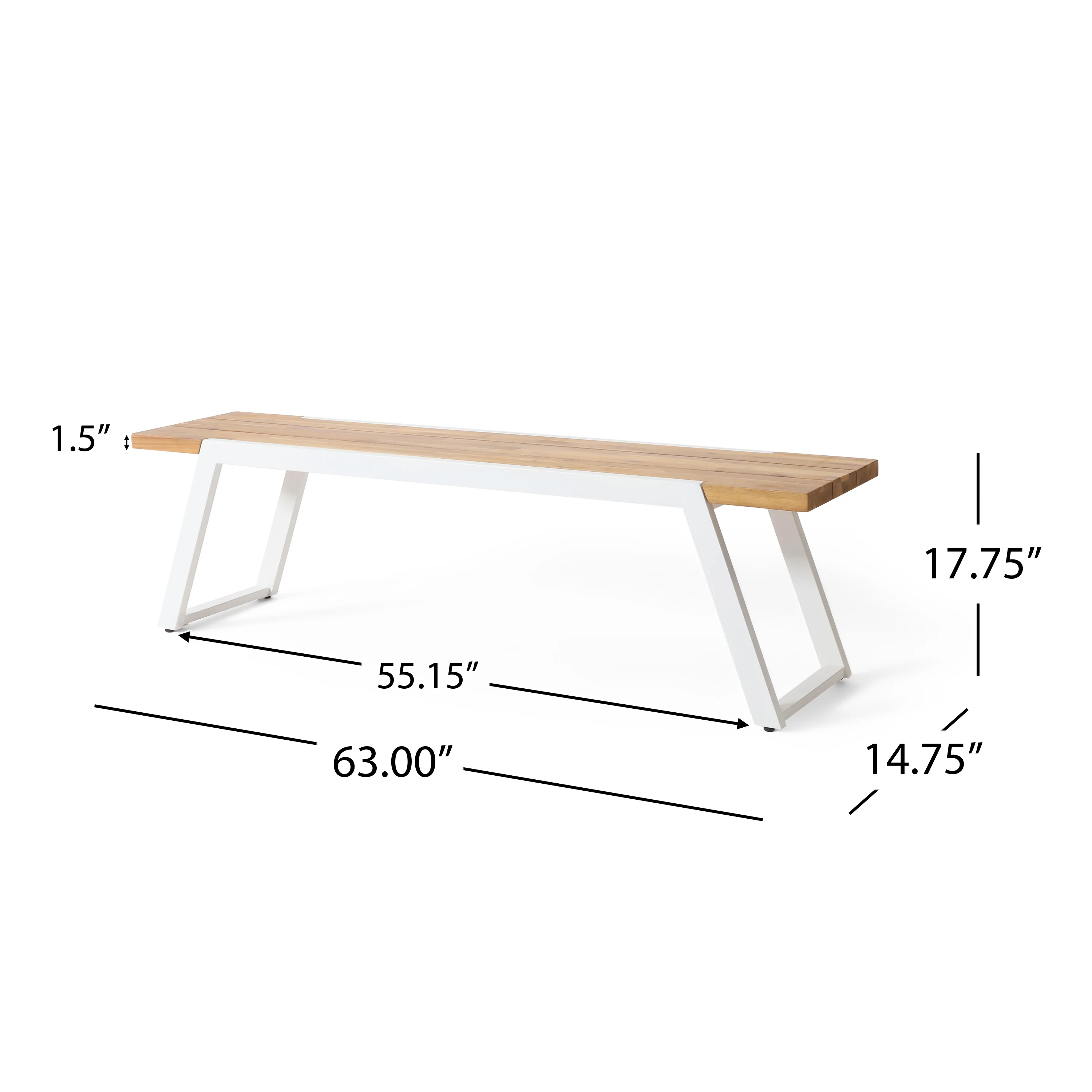 Gebo Outdoor Acacia Wood and Iron Dining Bench - furnishings