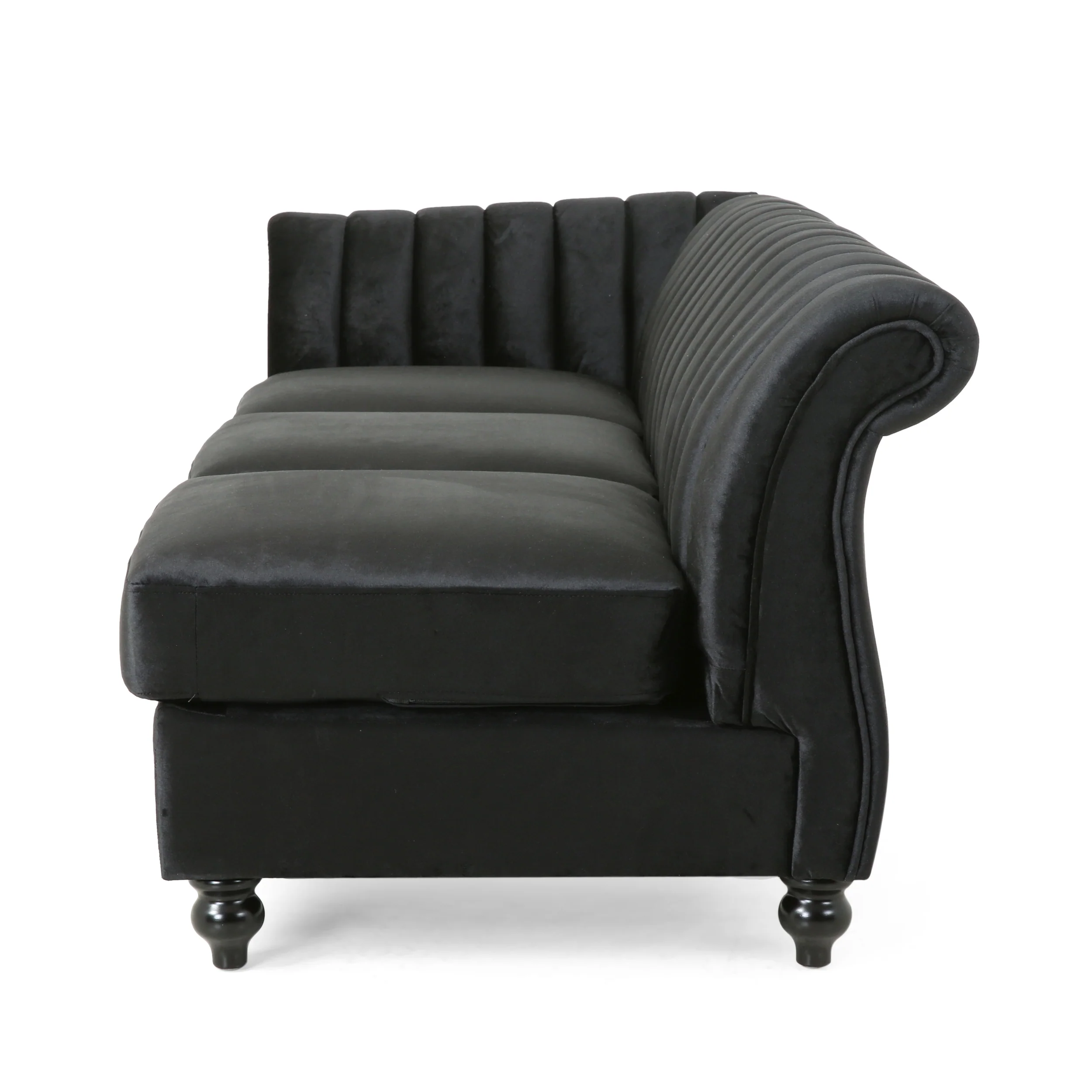 Jenera Modern Glam Velvet Channel Stitch Sectional Sofa Set - furnishings