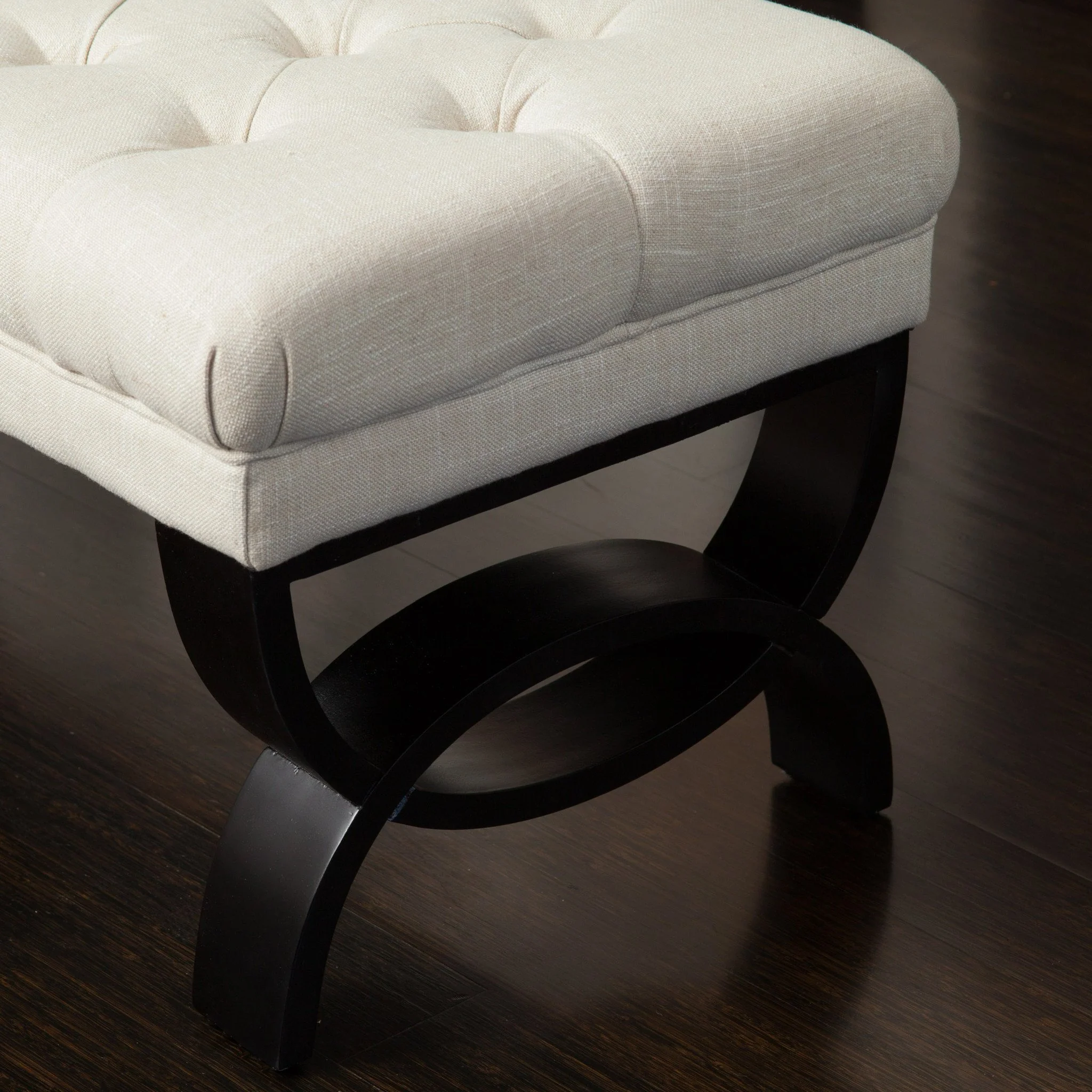 Colette Contemporary Button Tufted Fabric Ottoman Bench - furnishings