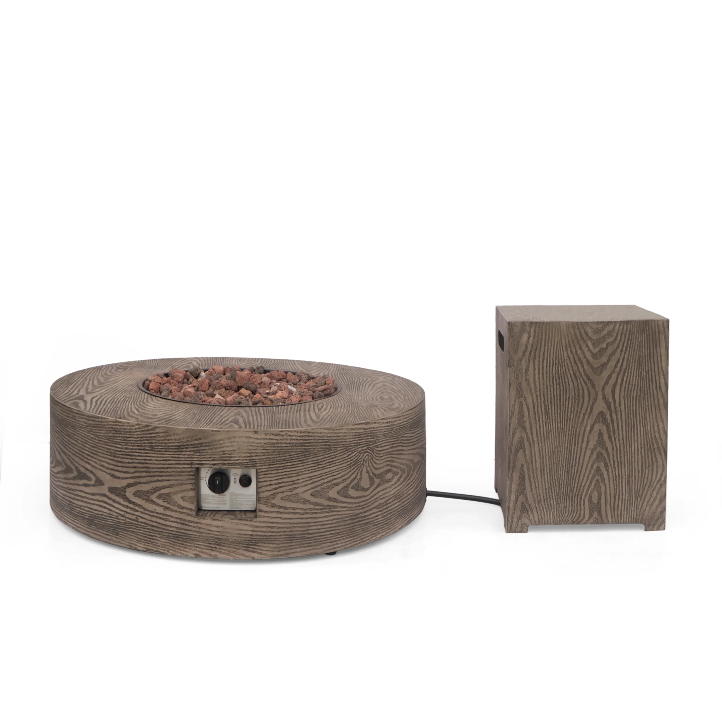 Bremen Outdoor 50,000 BTU Round Fire Pit with Tank Holder - furnishings