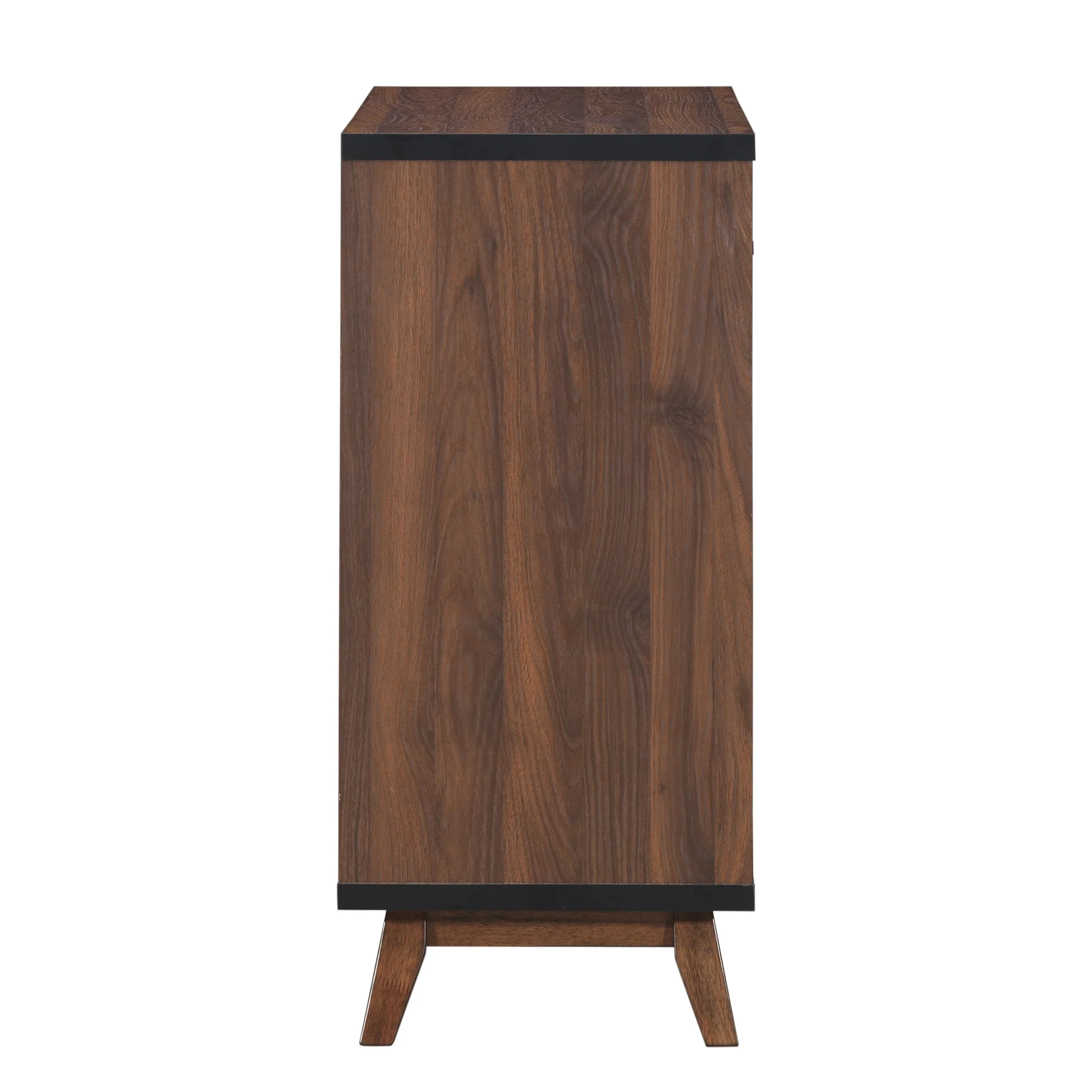 Rowell Modern Industrial Wooden 6 Bottle Wine Cabinet, Walnut, Black, and Dark Brown - furnishings