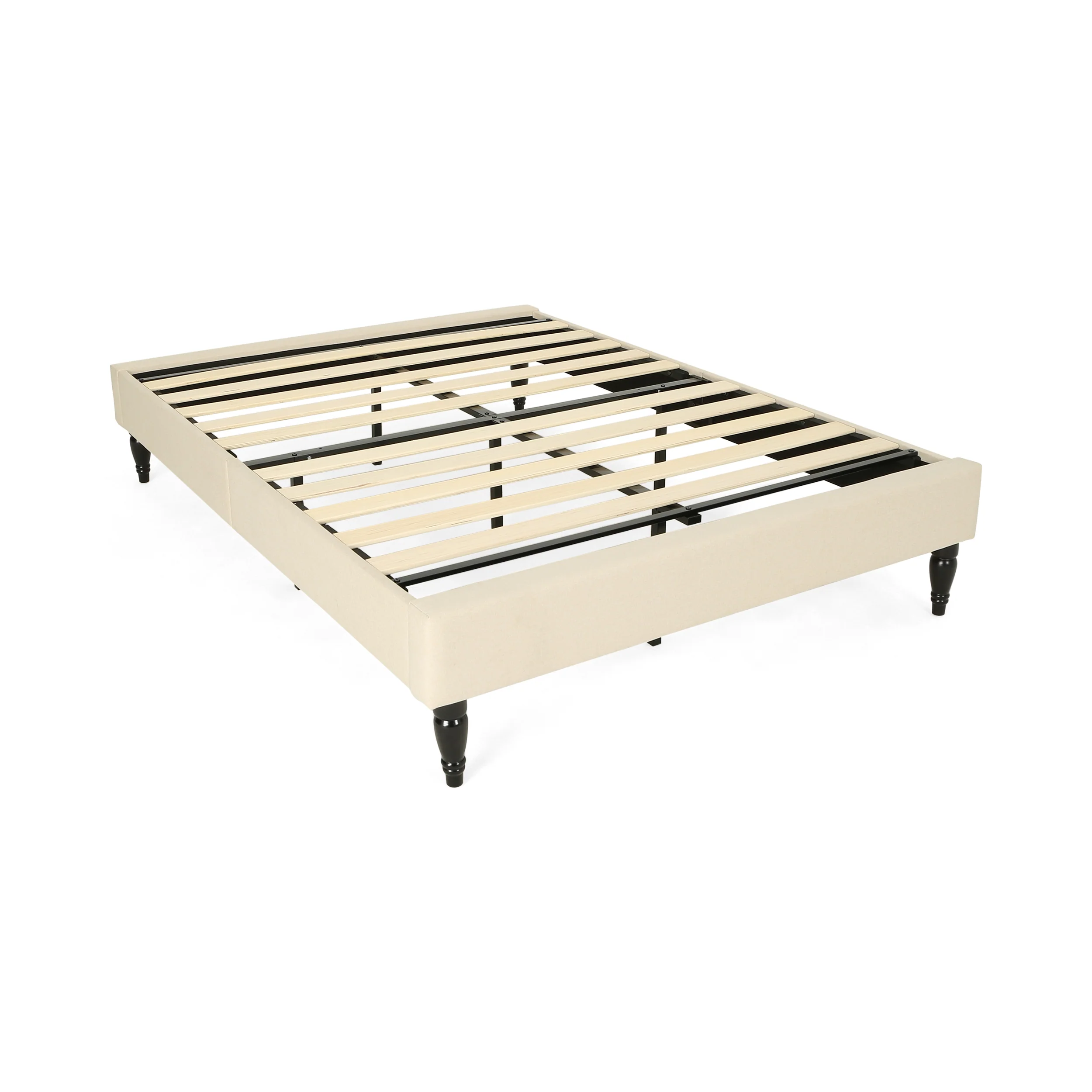 Luca Contemporary Upholstered Queen Bed Frame with Turned Legs - furnishings