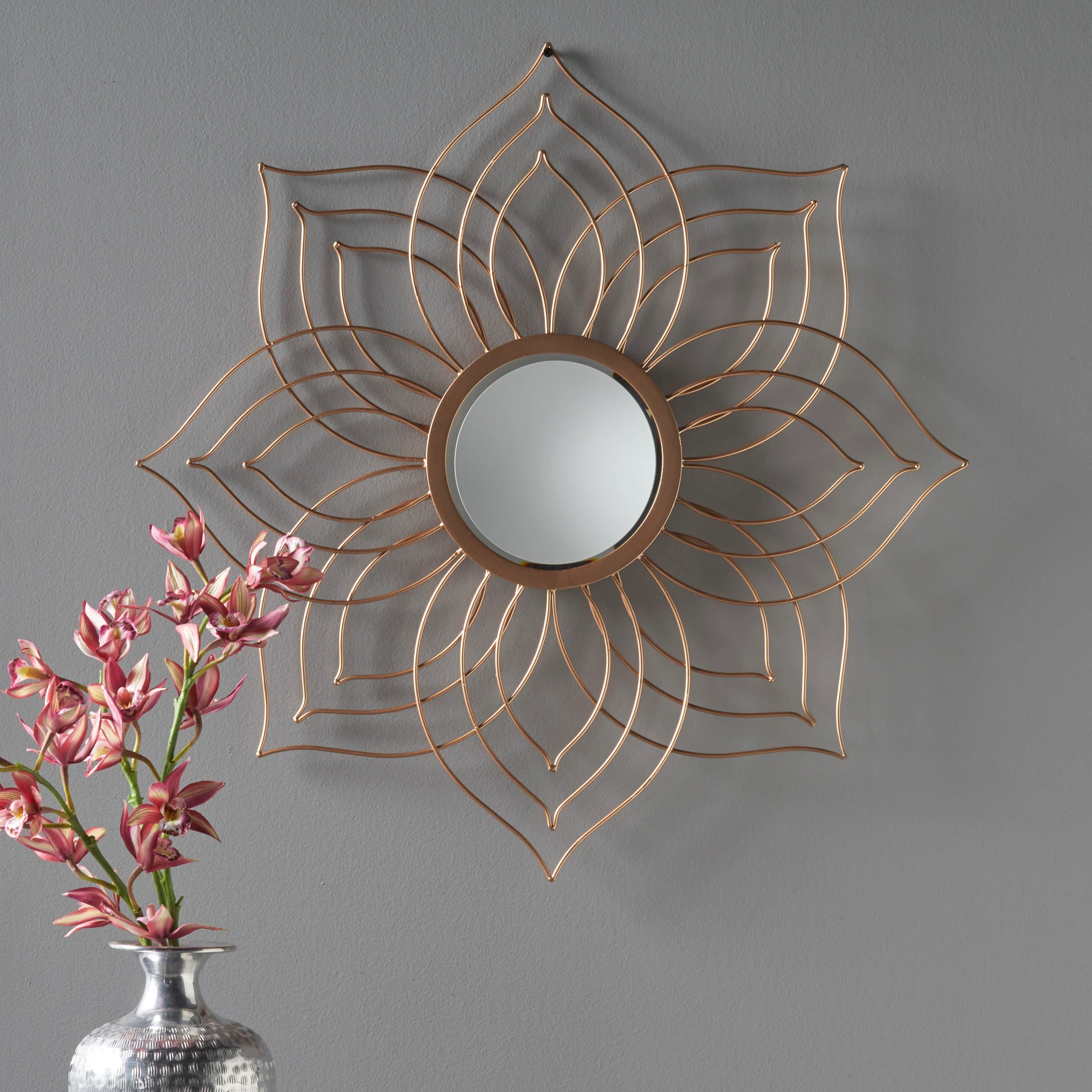 Ophelia Floral Finished Wall Mirror - furnishings