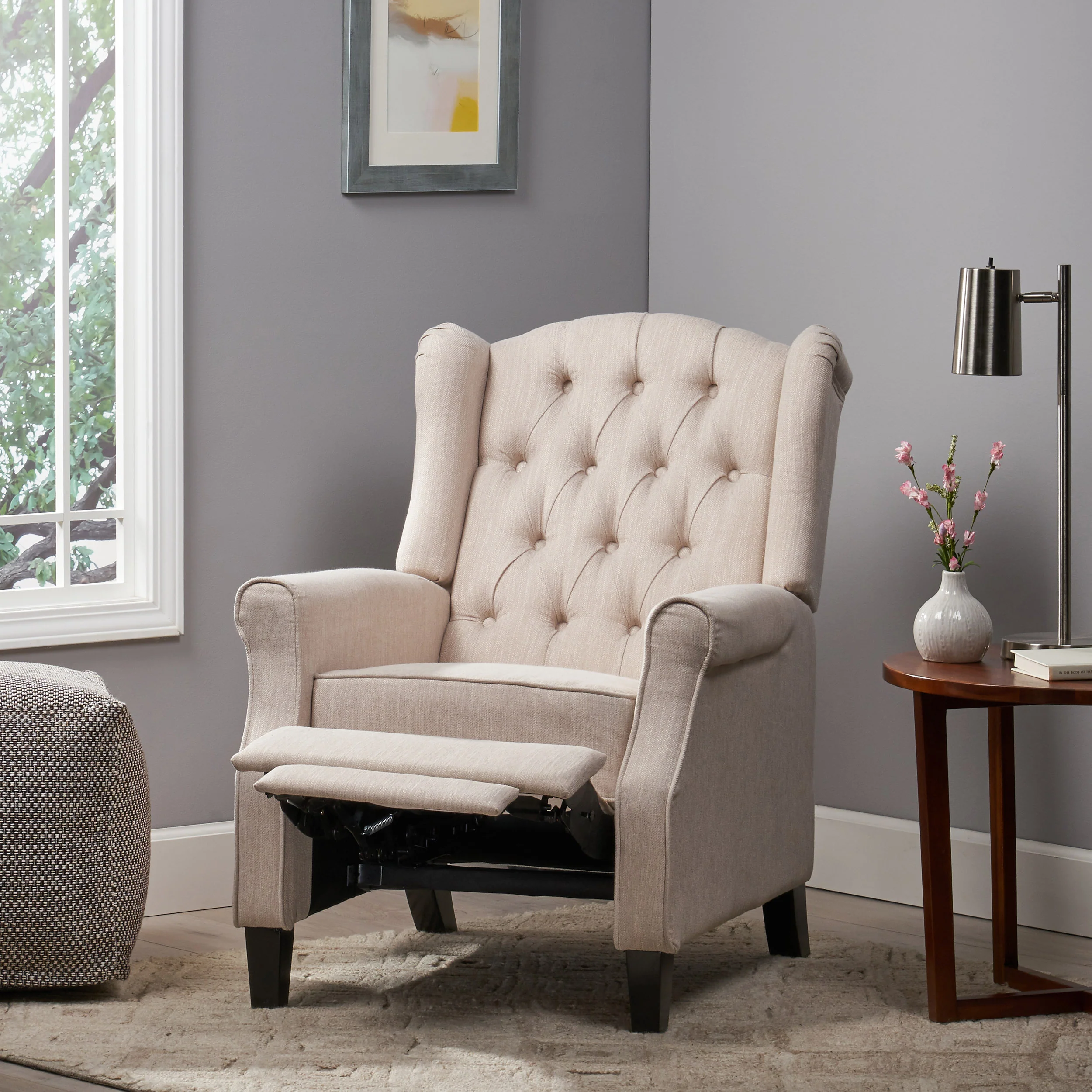 Breyon Contemporary Tufted Fabric Push Back Recliner - furnishings