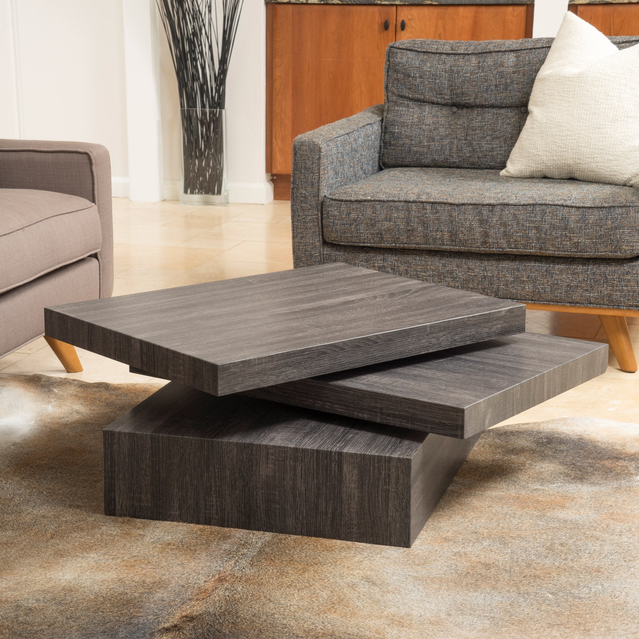Haring Square Rotating Wood Coffee Table - furnishings