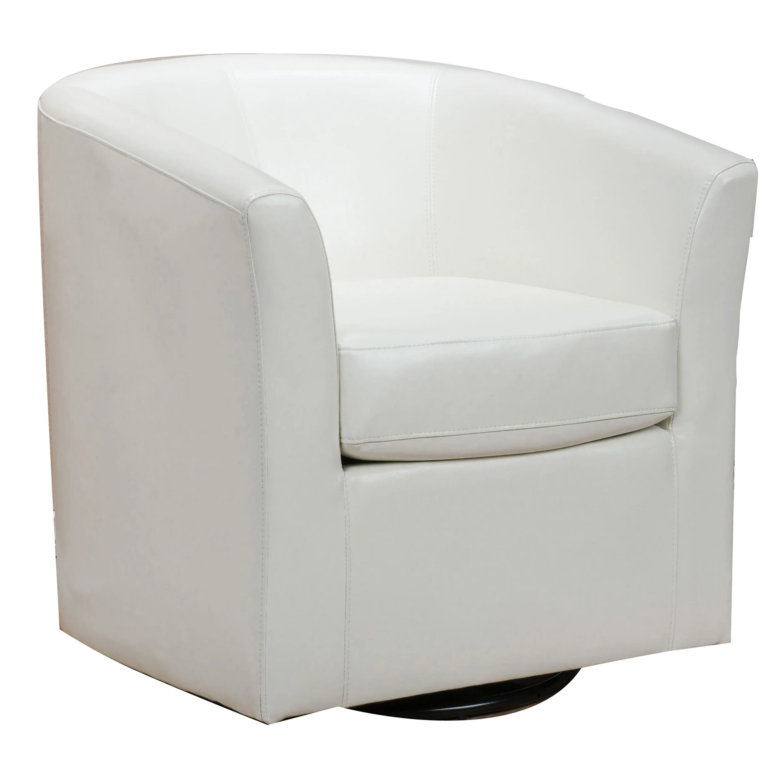 Corley Modern Upholstered Faux Leather Swivel Barrel Club Chair - furnishings
