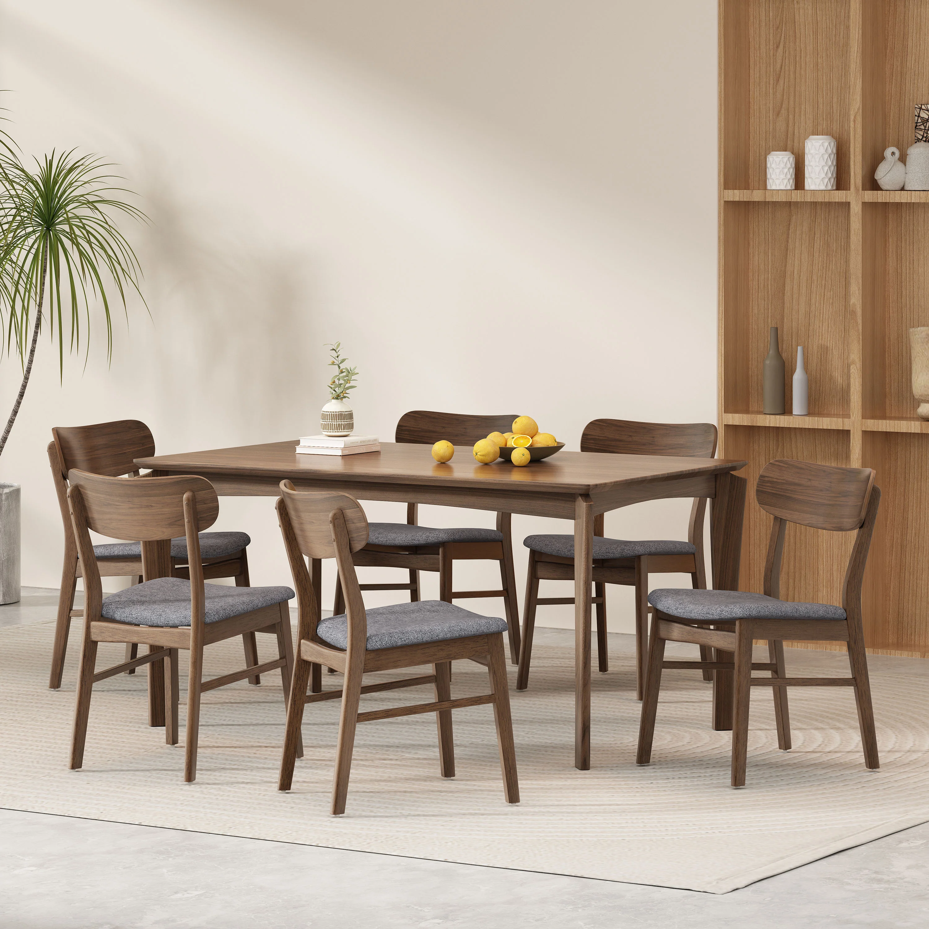 Carmody Wood and Fabric 7 Piece Dining Set - furnishings