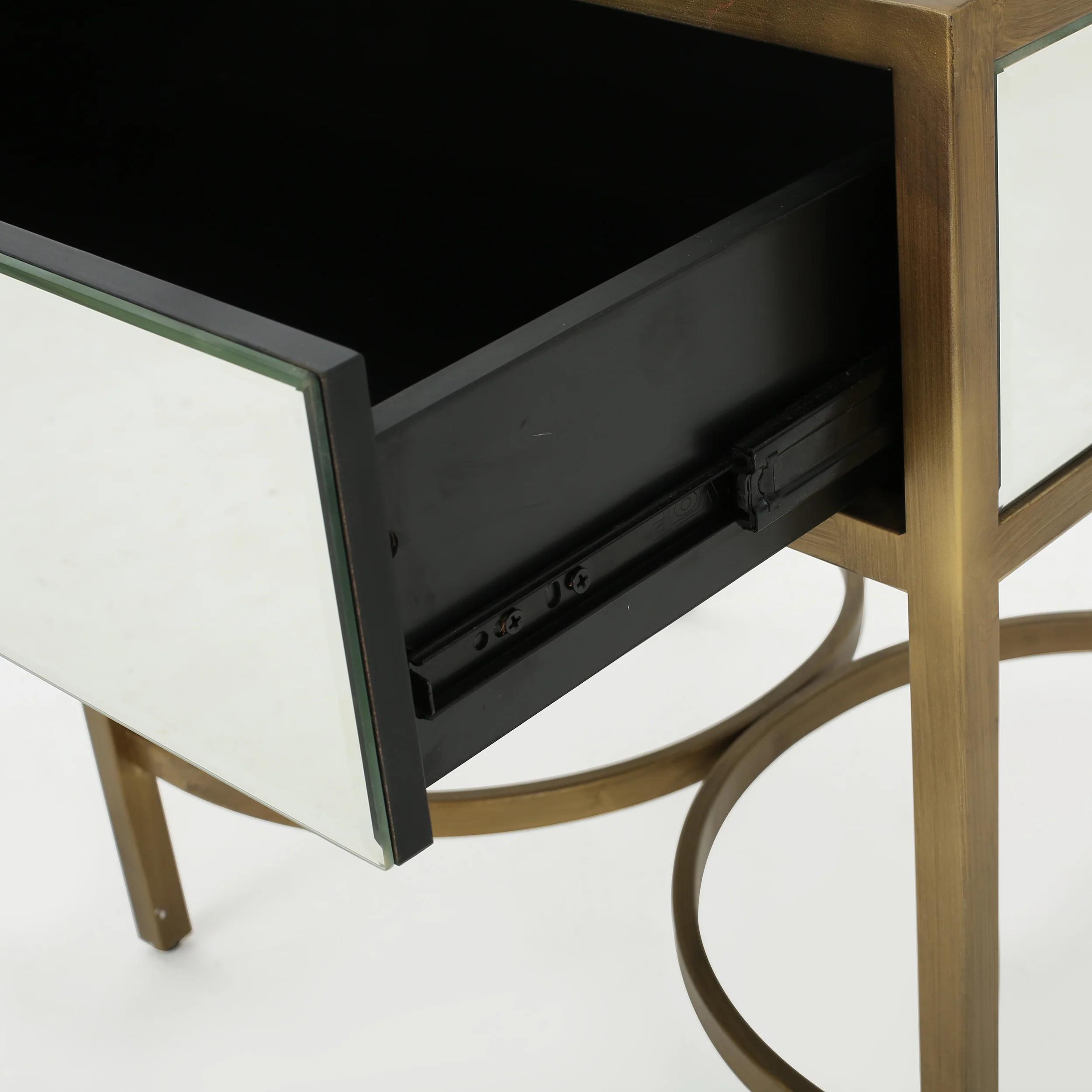 Siryen Modern Mirror Finished Side Table with Gold Iron Accents - furnishings