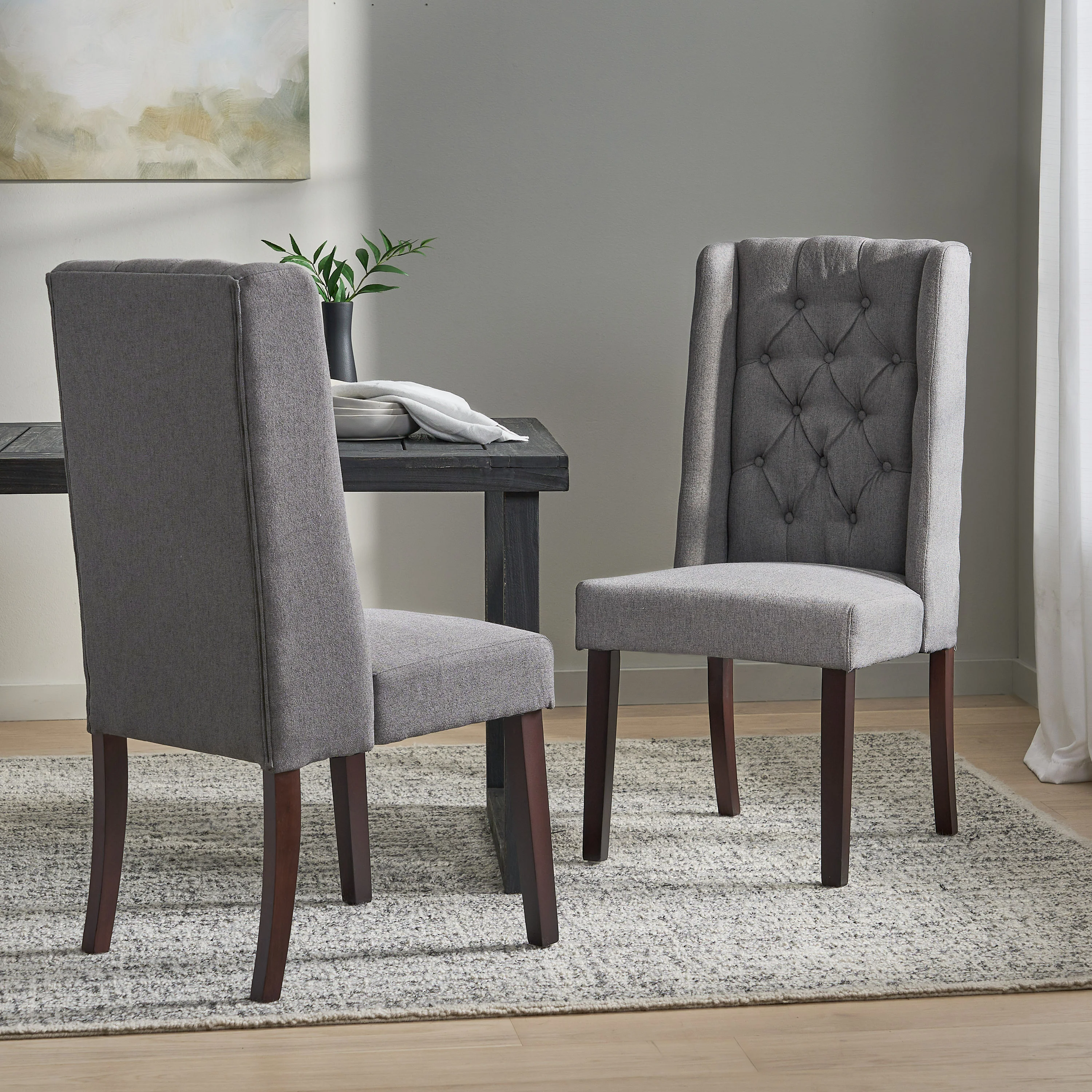 Billings Tufted Fabric High Back Dining Chairs (Set of 2) - furnishings