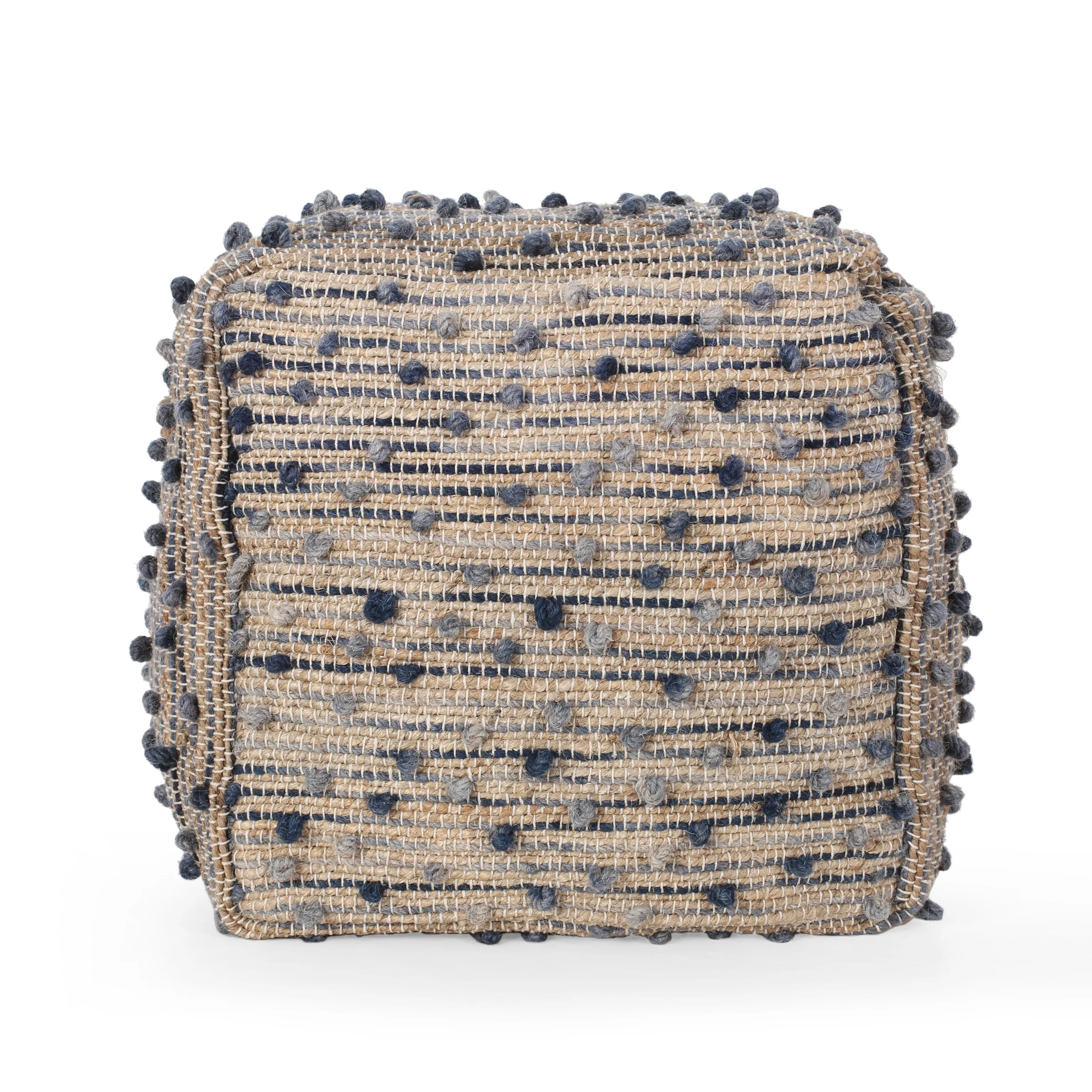 Rainy Boho Jute and Cotton Pouf - furnishings