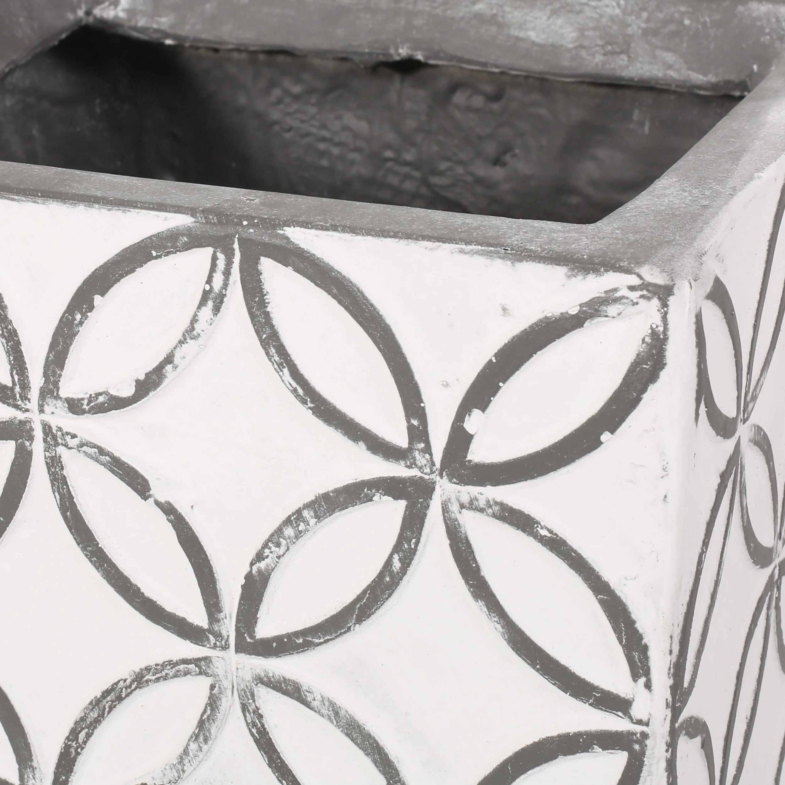 Hartselle Outdoor Medium and Large Cast Stone Planter Set, White with Gray - furnishings