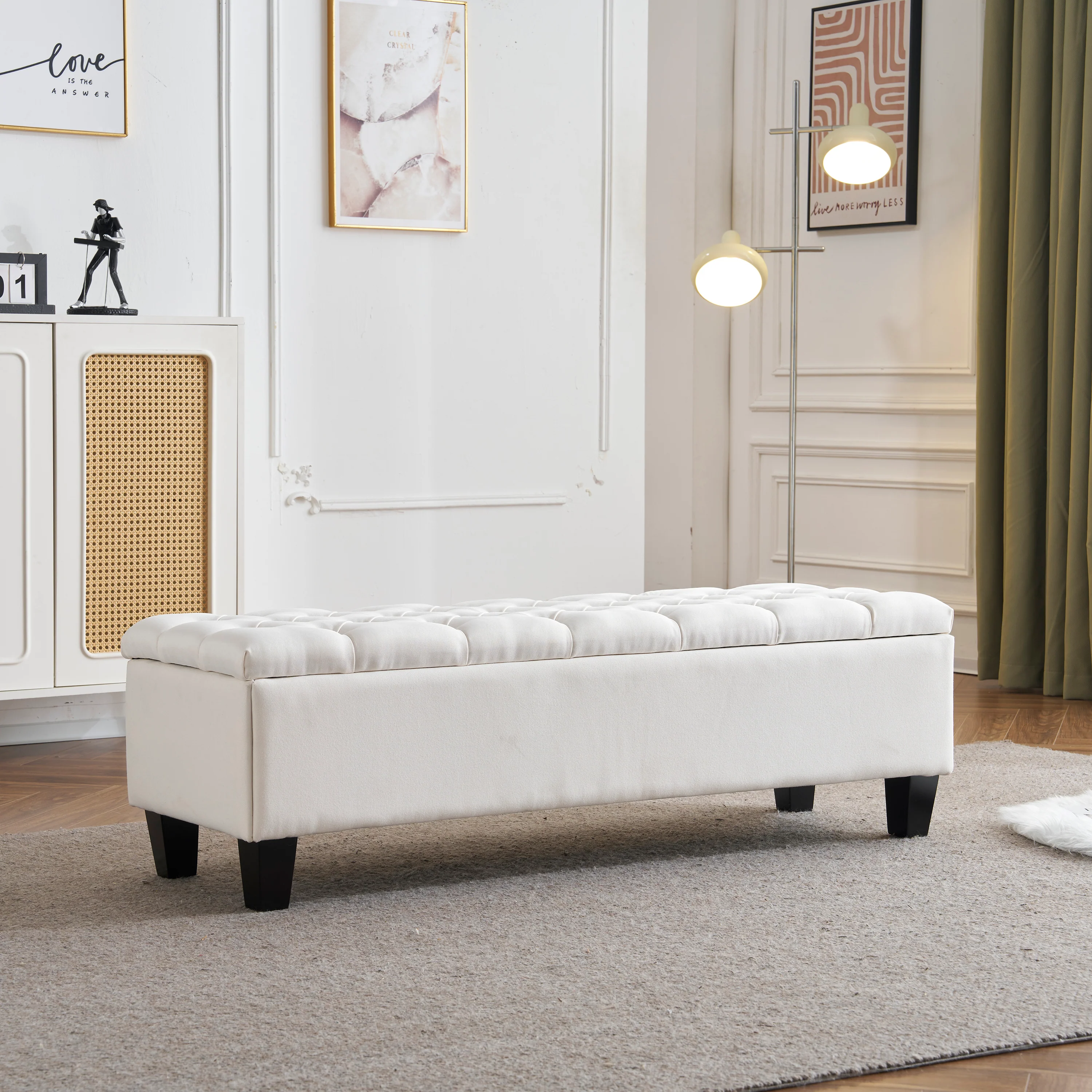 Noctiss Tufted Fabric Ottoman Bench - furnishings