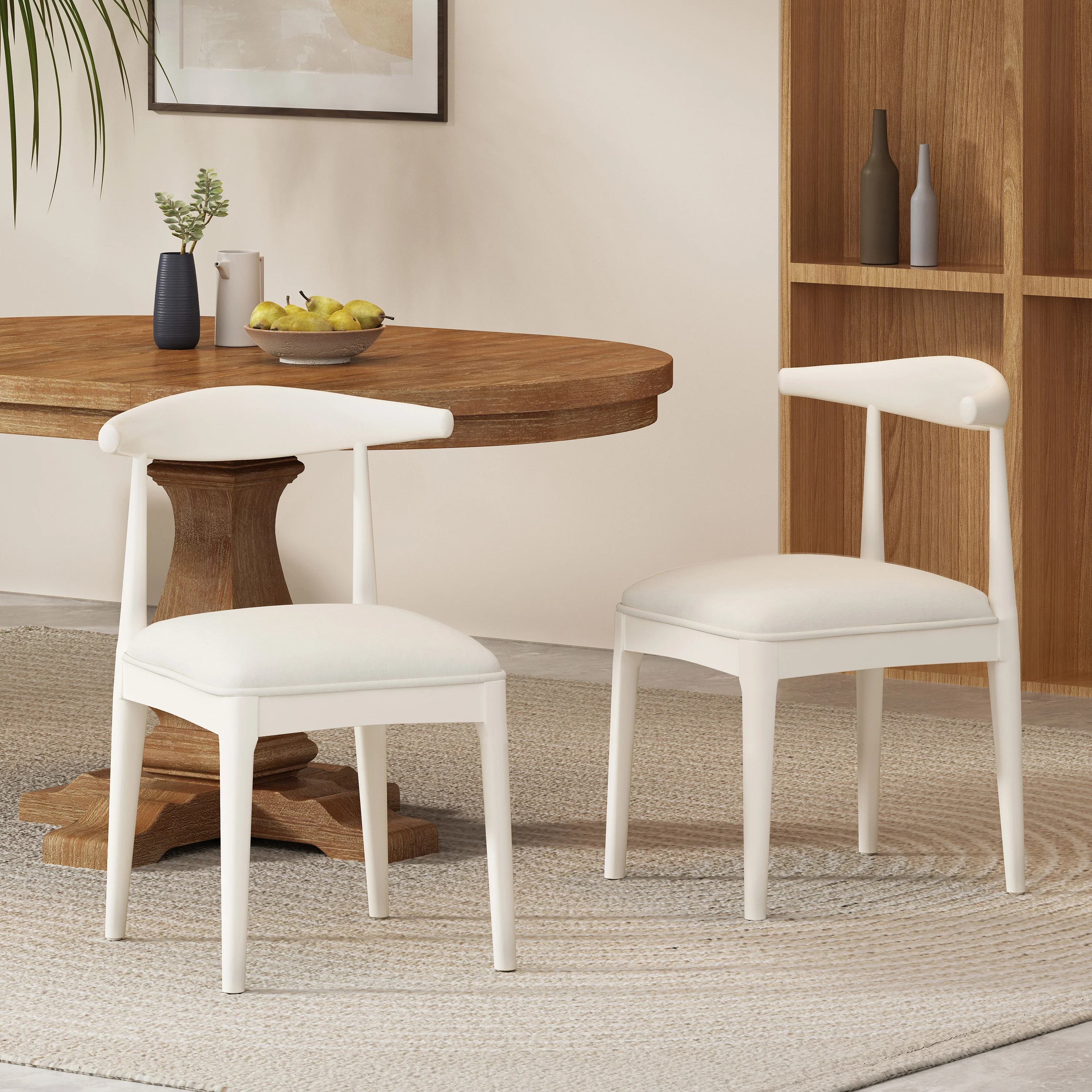 Covey Mid Century Modern Fabric Upholstered Wood Dining Chairs, Set of 2 - furnishings