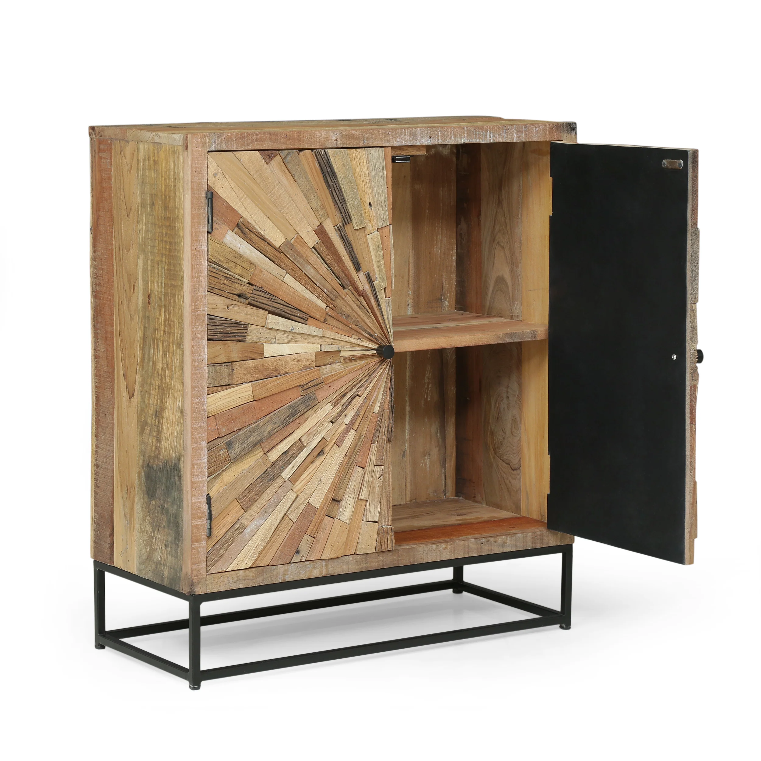Temur Handcrafted Boho Wooden 2 Door Cabinet - furnishings