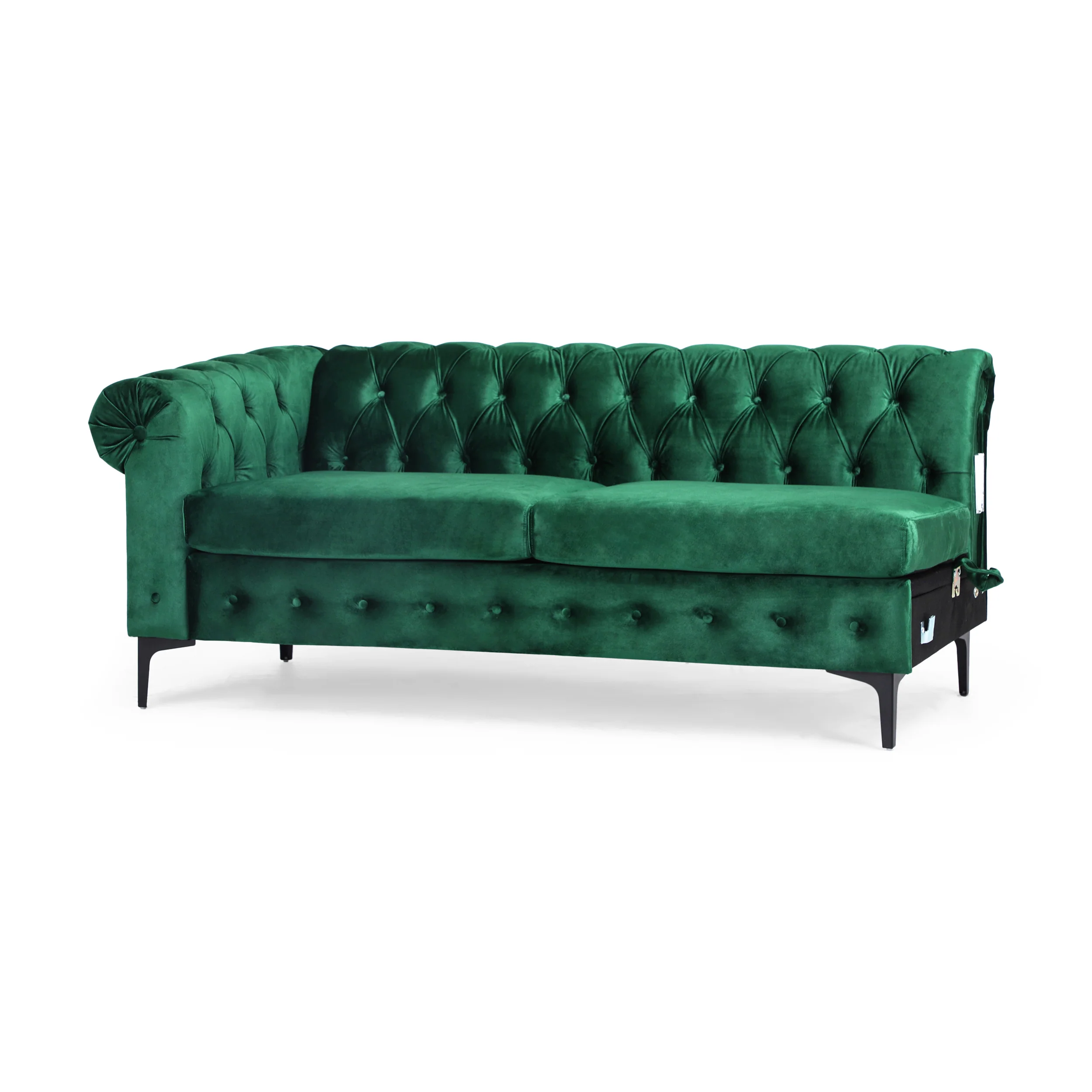 Juelz Contemporary Velvet 3 Seater Sectional Sofa with Chaise Lounge - furnishings