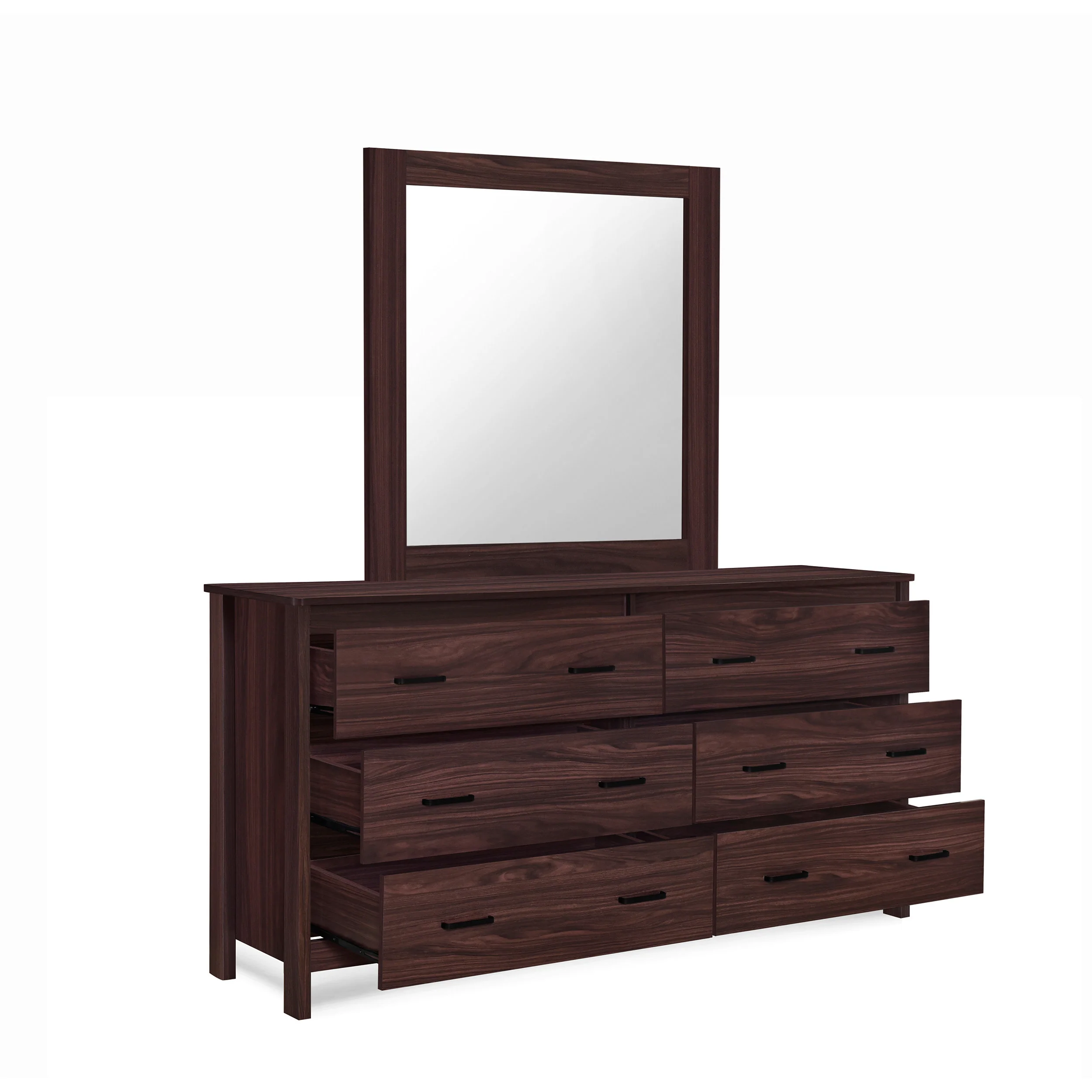 Titeca Contemporary 6 Drawer Vanity Dresser with Square Mirror - furnishings