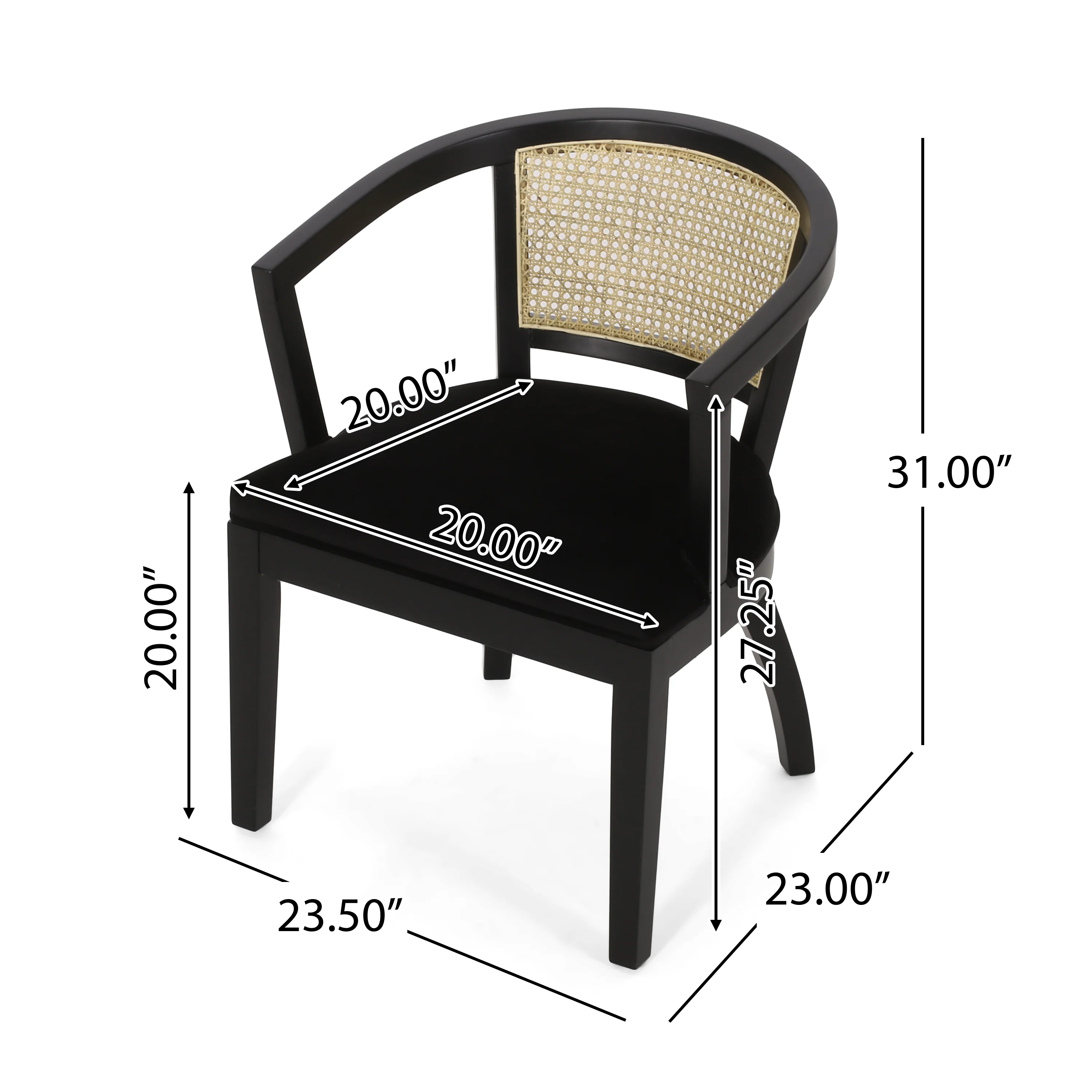 Delwood Traditional Upholstered Wood and Cane Dining Chairs, Set of 2 - furnishings