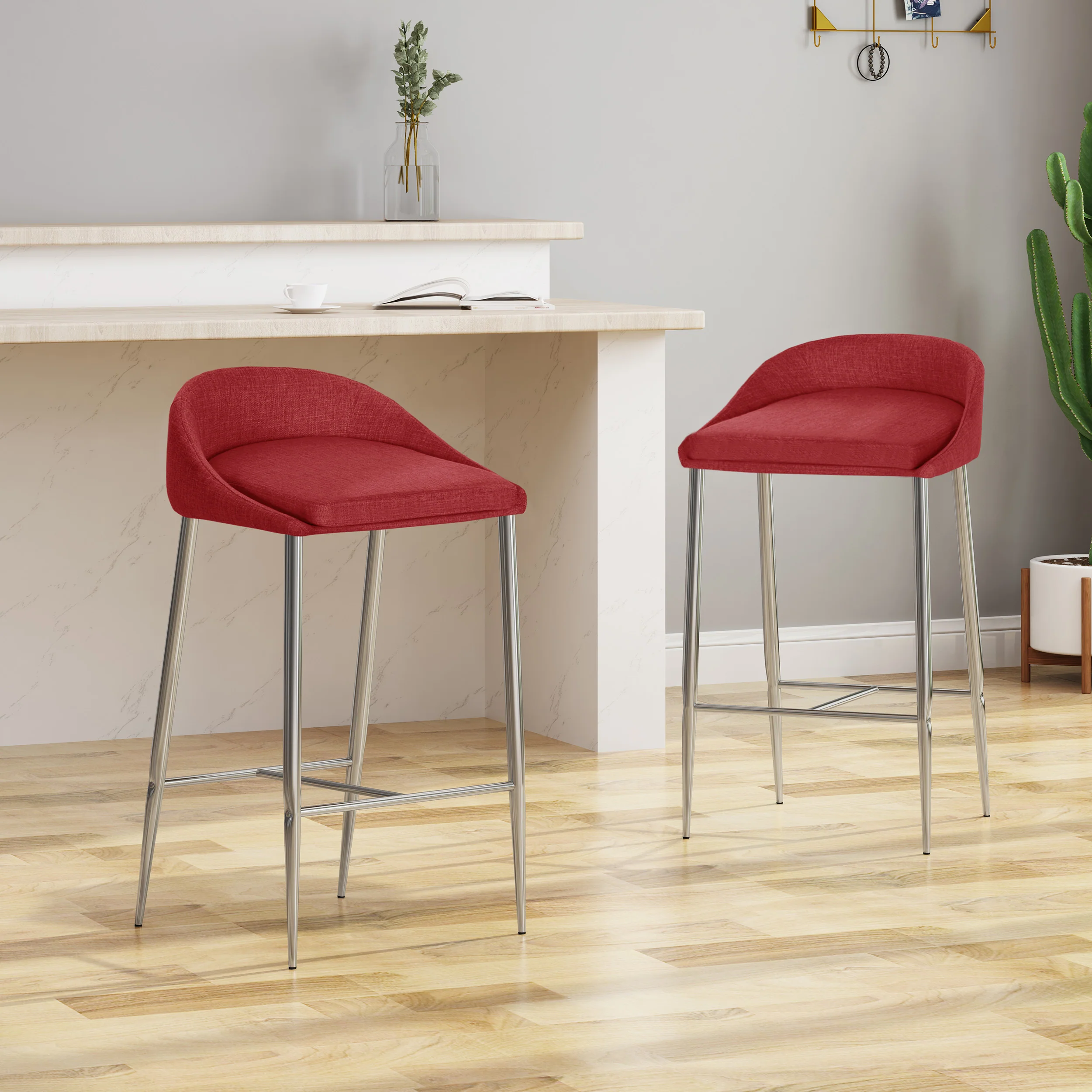 Fanny Upholstered Counter Stools, Modern, Upholstered (Set of 2) - furnishings