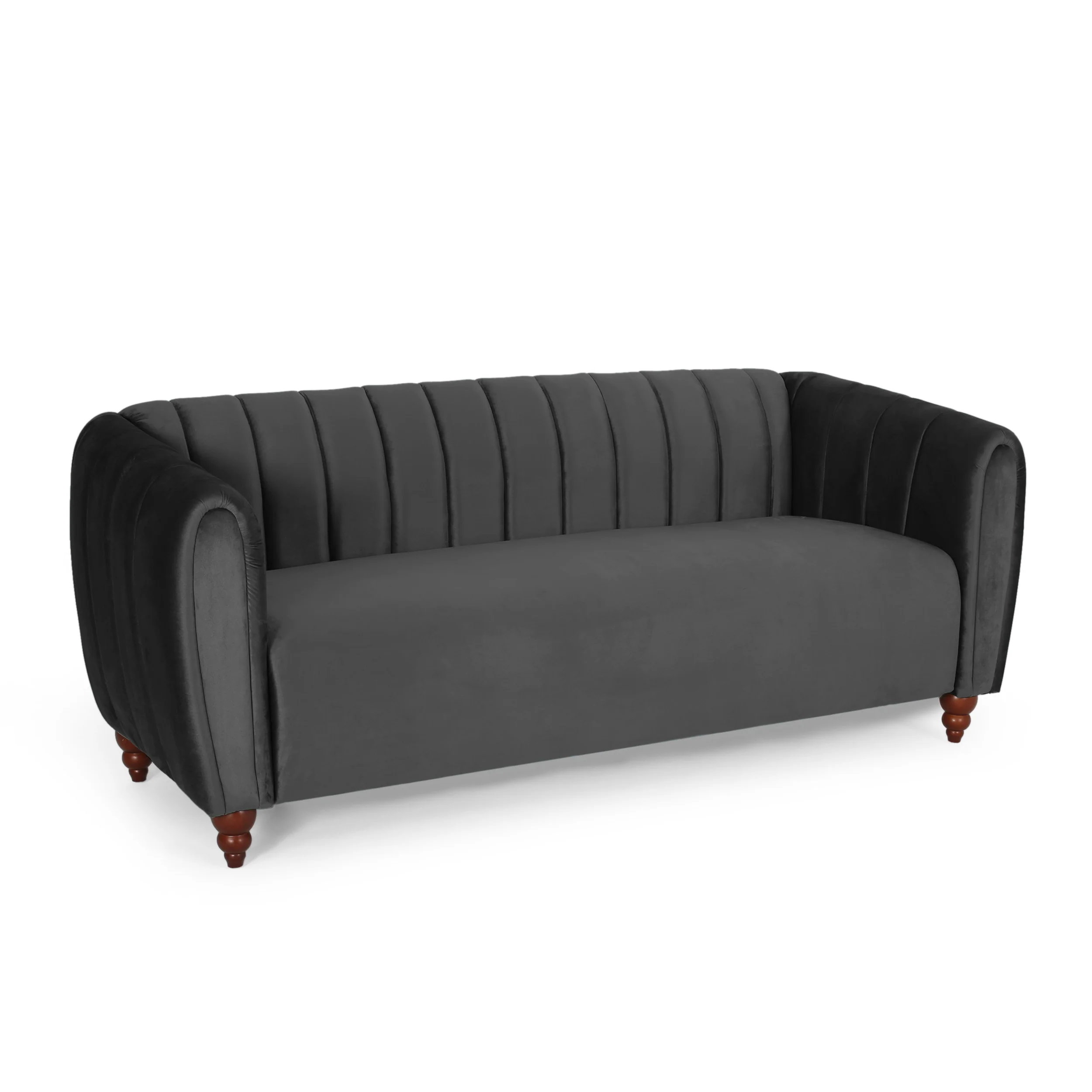 Worden Modern Glam Velvet Channel Stitch 3 Seater Sofa - furnishings